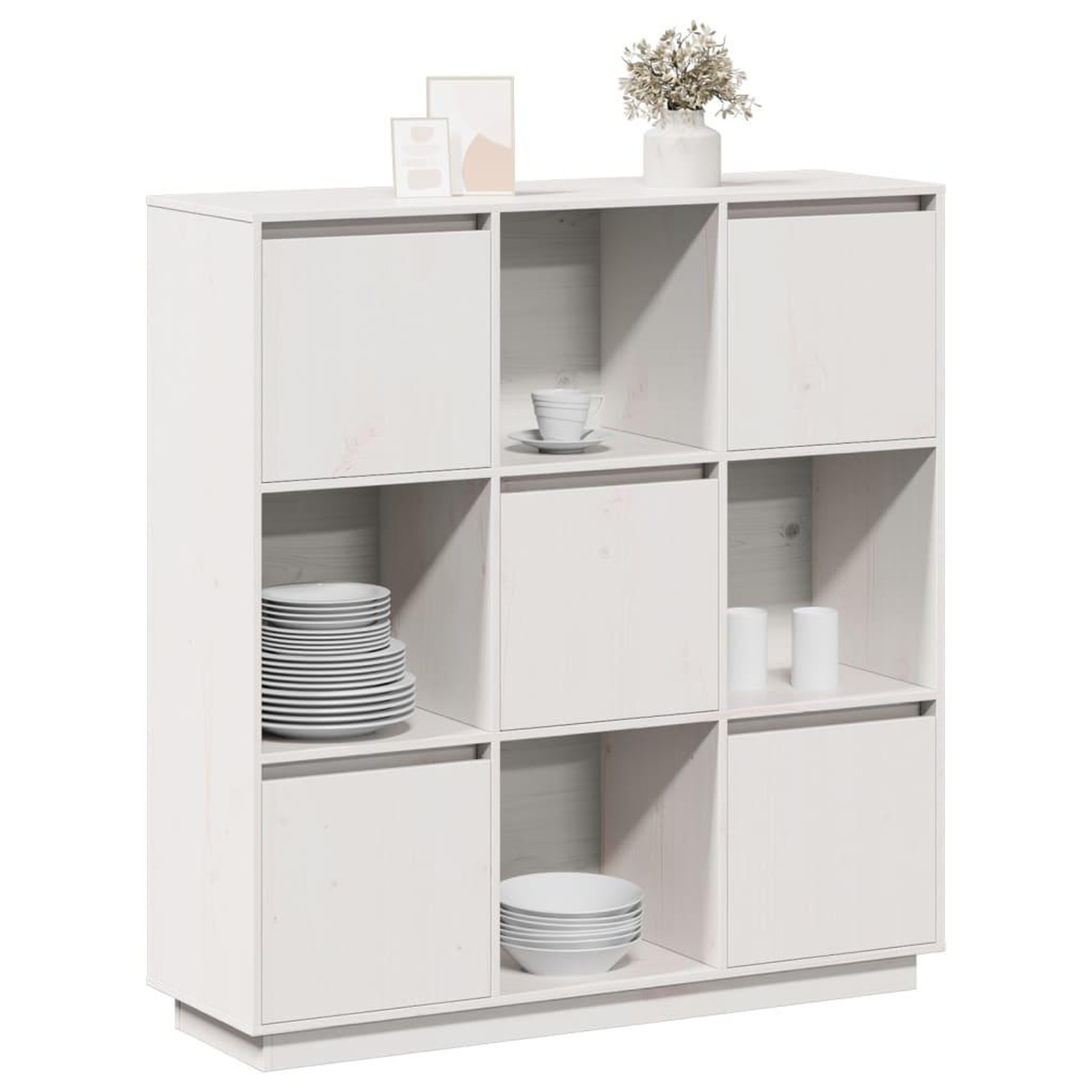 Voir la diapositive 4 : VIDAXL Buffet Blanc 110,5x35x117 cm Bois massif de pin