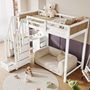Voir la diapositive 6 : MERAX Lit combiné enfant 90x200cm bois et mdf coloris blanc+naturel