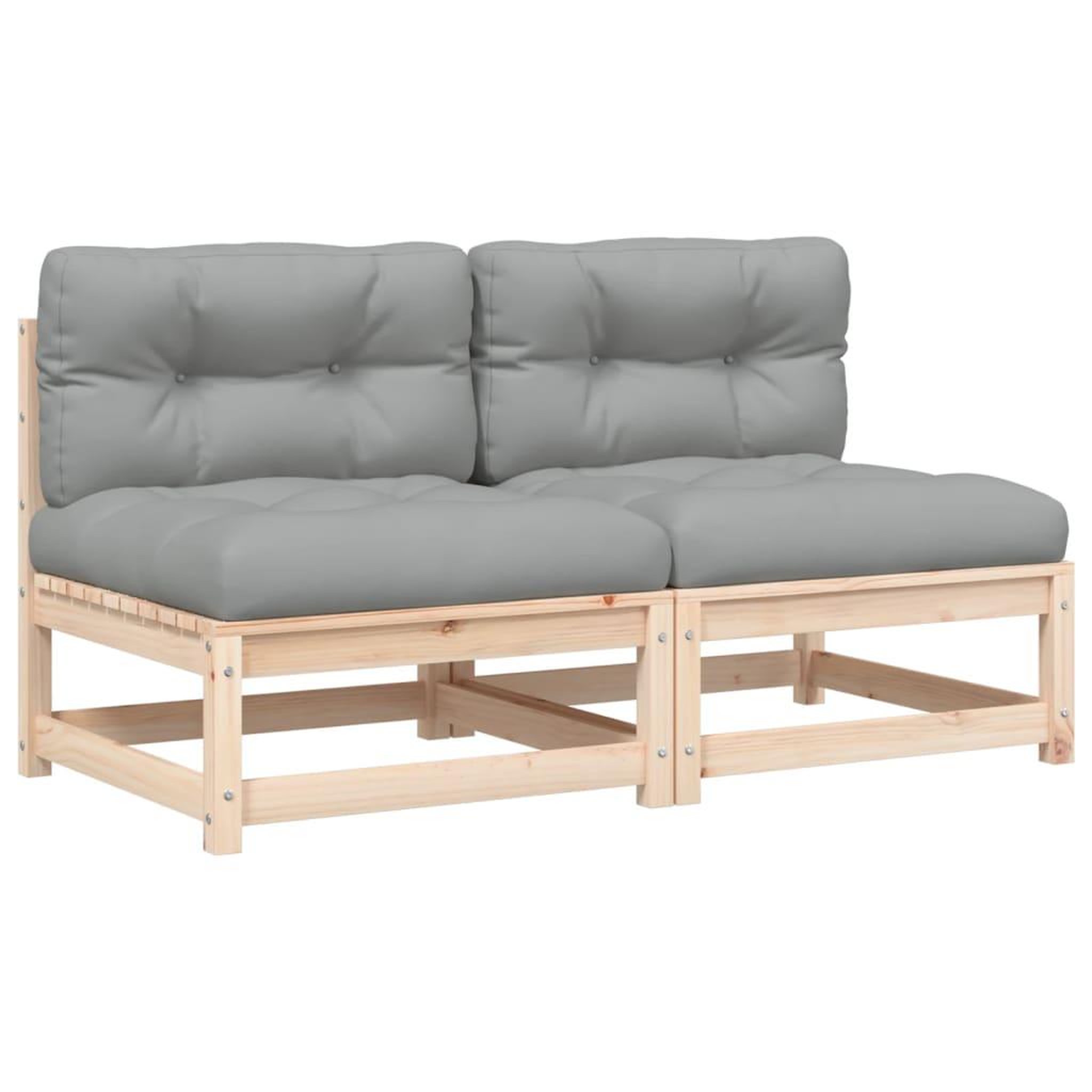 Voir la diapositive 2 : VIDAXL Canapes de jardin sans accoudoirs coussins 2pcs bois massif pin