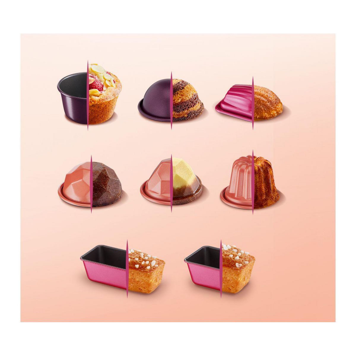 TEFAL Moule à gâteau Creabake support 6 empreintes