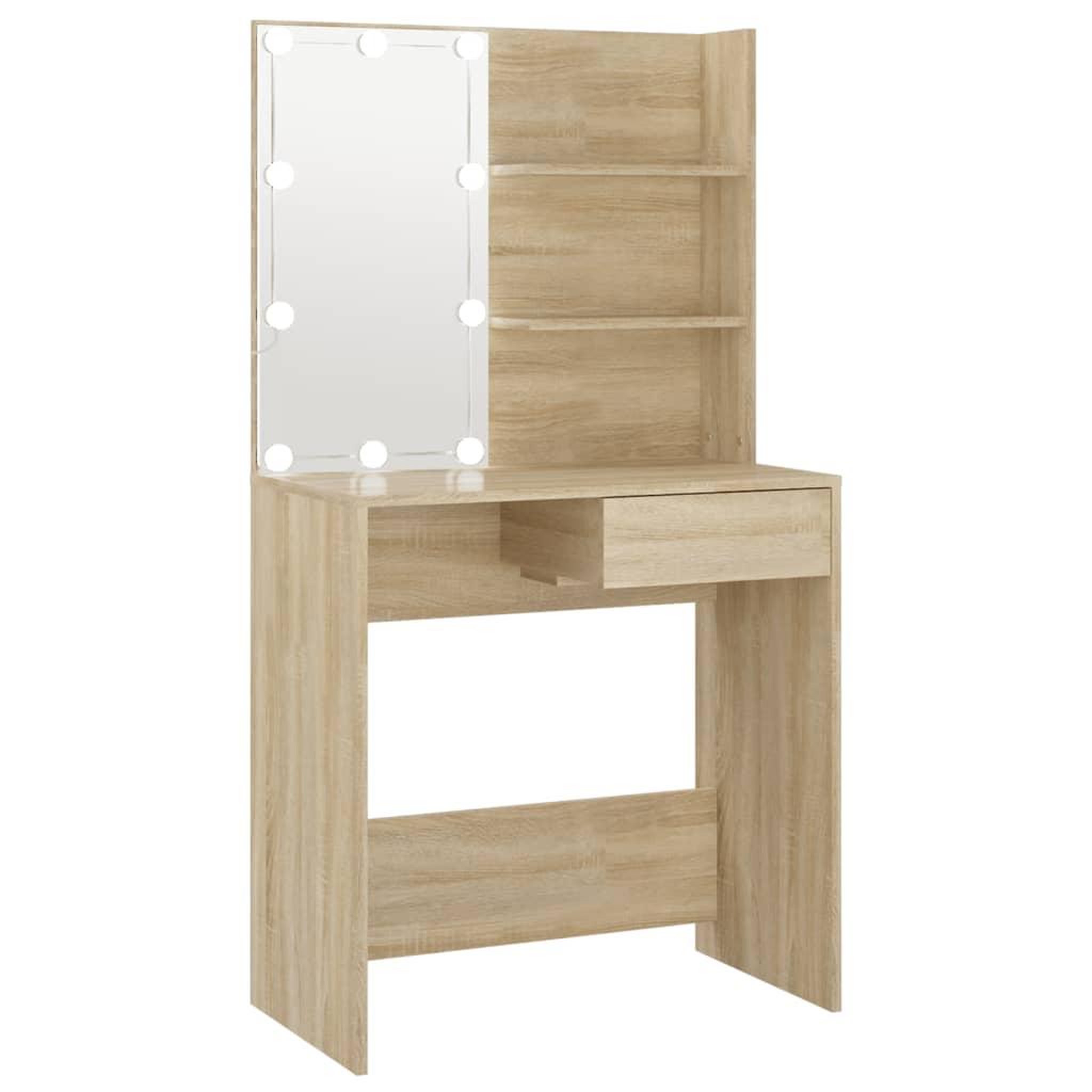 Voir la diapositive 2 : VIDAXL Coiffeuse avec LED chene sonoma 74,5x40x141cm bois d'ingenierie