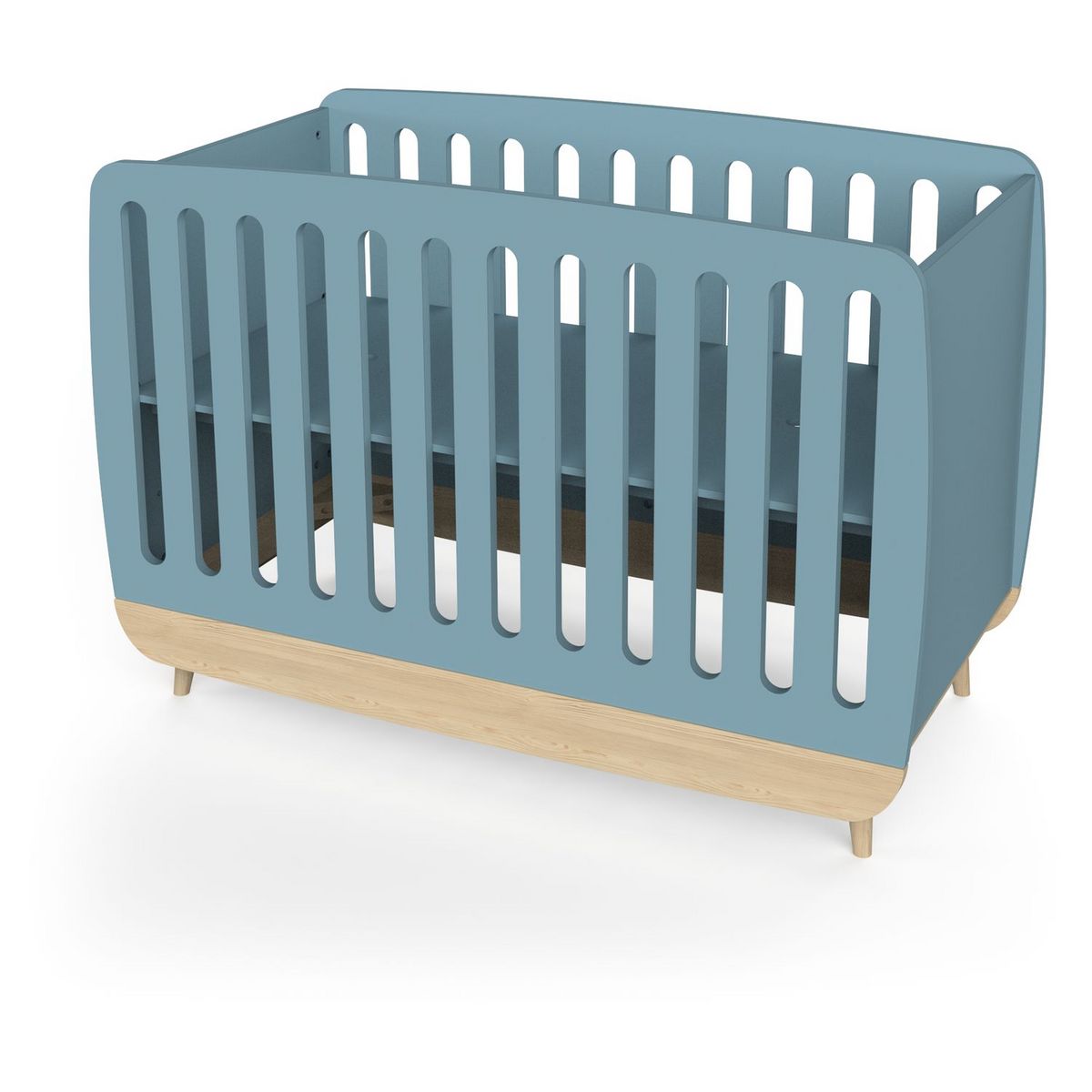 Lit bébé 60x120 cm sommier 3 positions bleu LINIA 