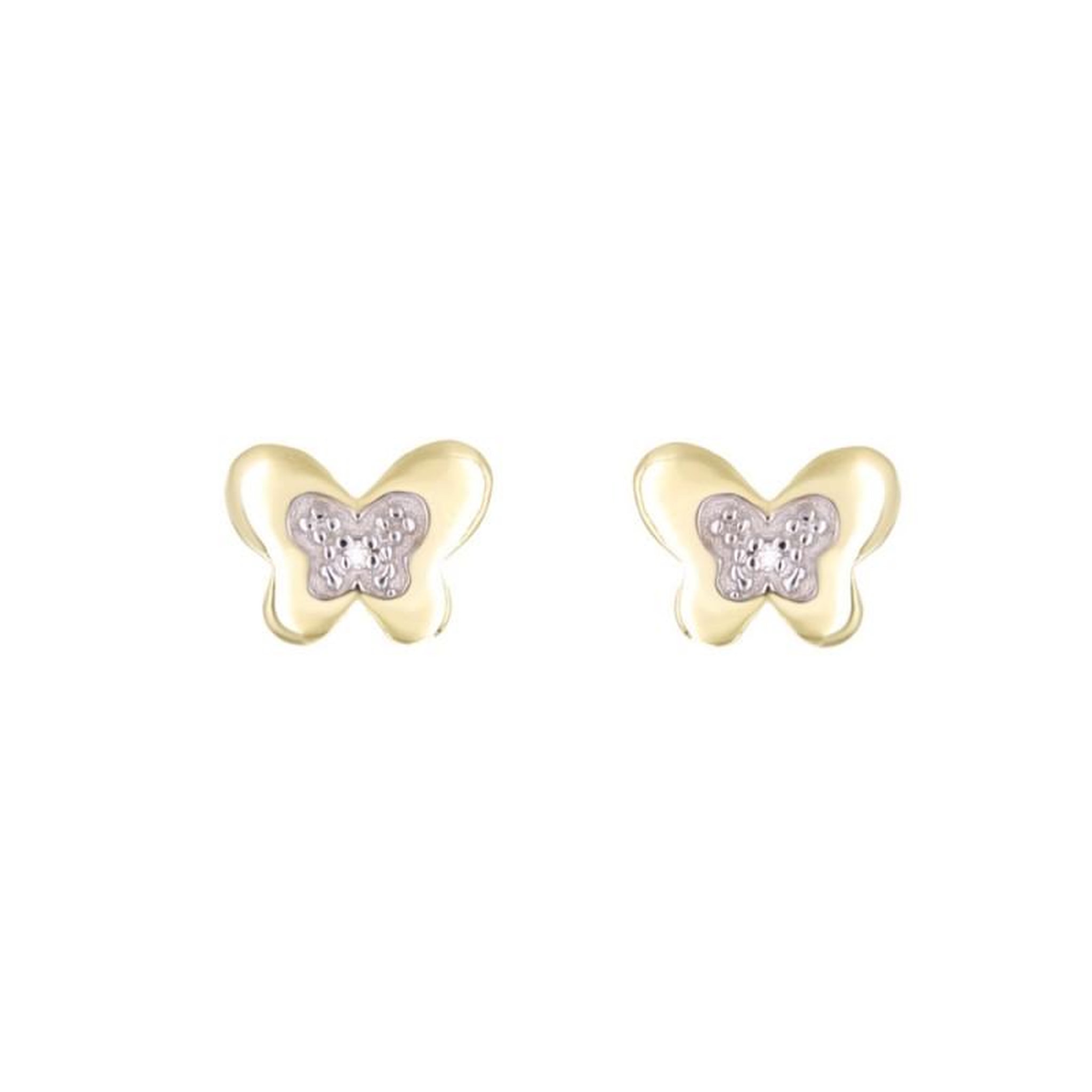 Voir la diapositive 1 : L'ATELIER D'AZUR Boucles d'Oreilles Or Jaune et Diamants - Papillons