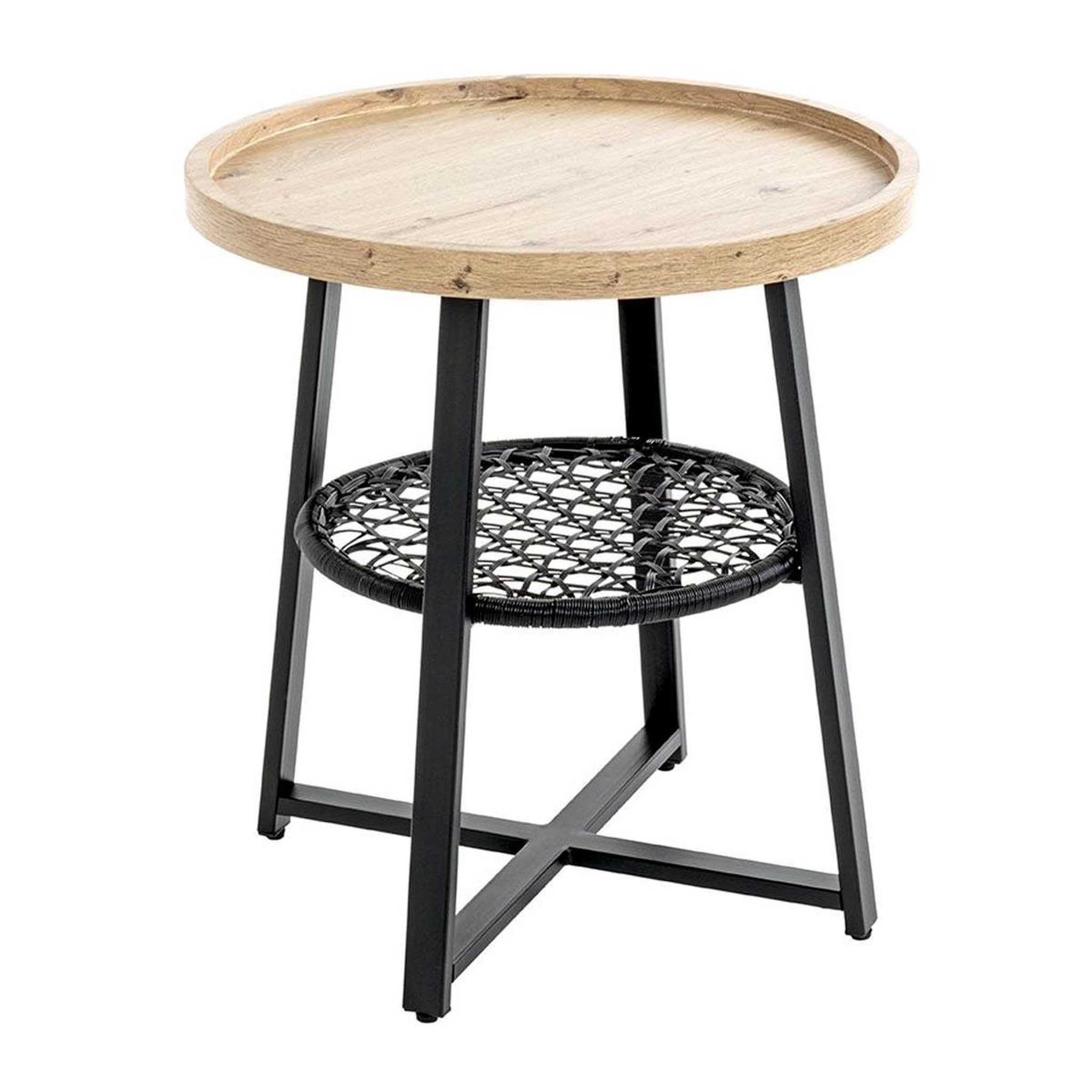 Paris Prix Table d'Appoint Avec Étagère  Rym  55cm Naturel & Noir