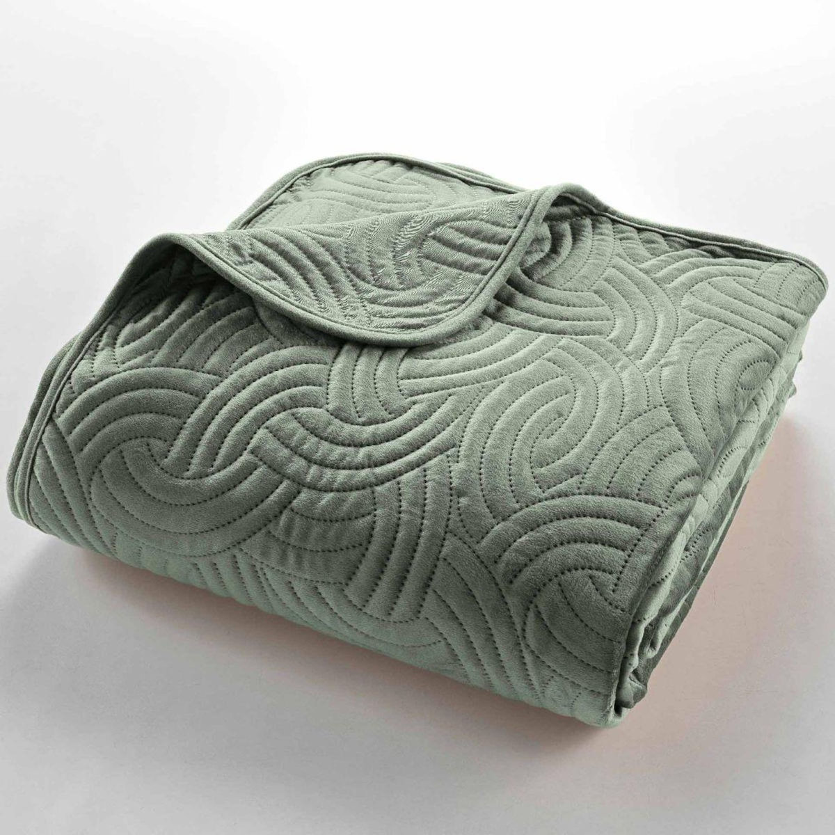 Paris Prix Couvre-Lit & 2 Housses de Coussin  Solange  240x260cm Vert Cèdre