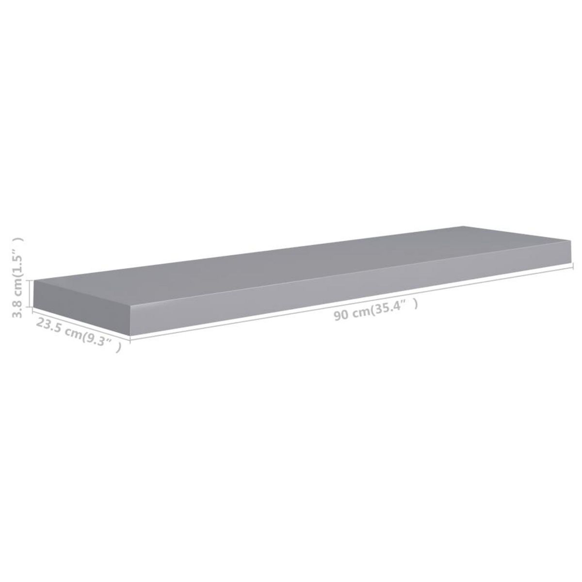 VIDAXL Etageres murales flottantes 2 pcs gris 90x23,5x3,8 cm MDF
