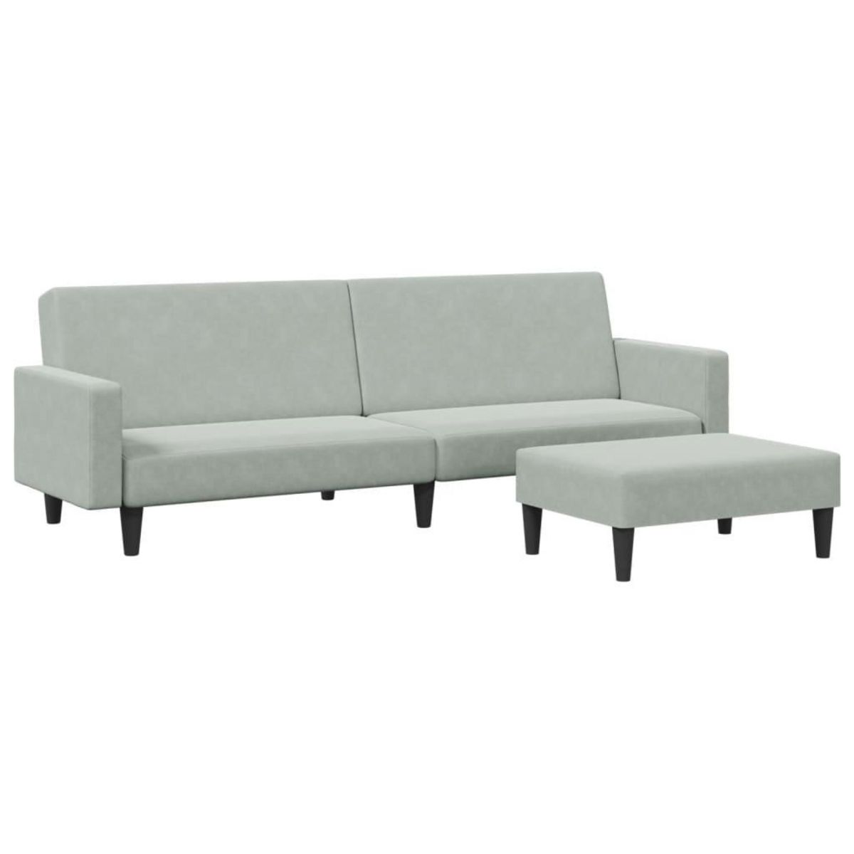 VIDAXL Canape-lit a 2 places avec repose-pied gris clair velours