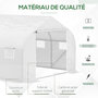 Voir la diapositive 4 : OUTSUNNY Serre tunnel de jardin 3,5 x 3 x 2 m grande taille 6 fenêtres blanc