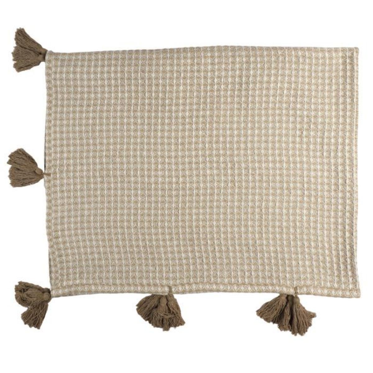 Paris Prix Plaid Nid d'Abeille  Gaufré  125x150cm Beige & Taupe