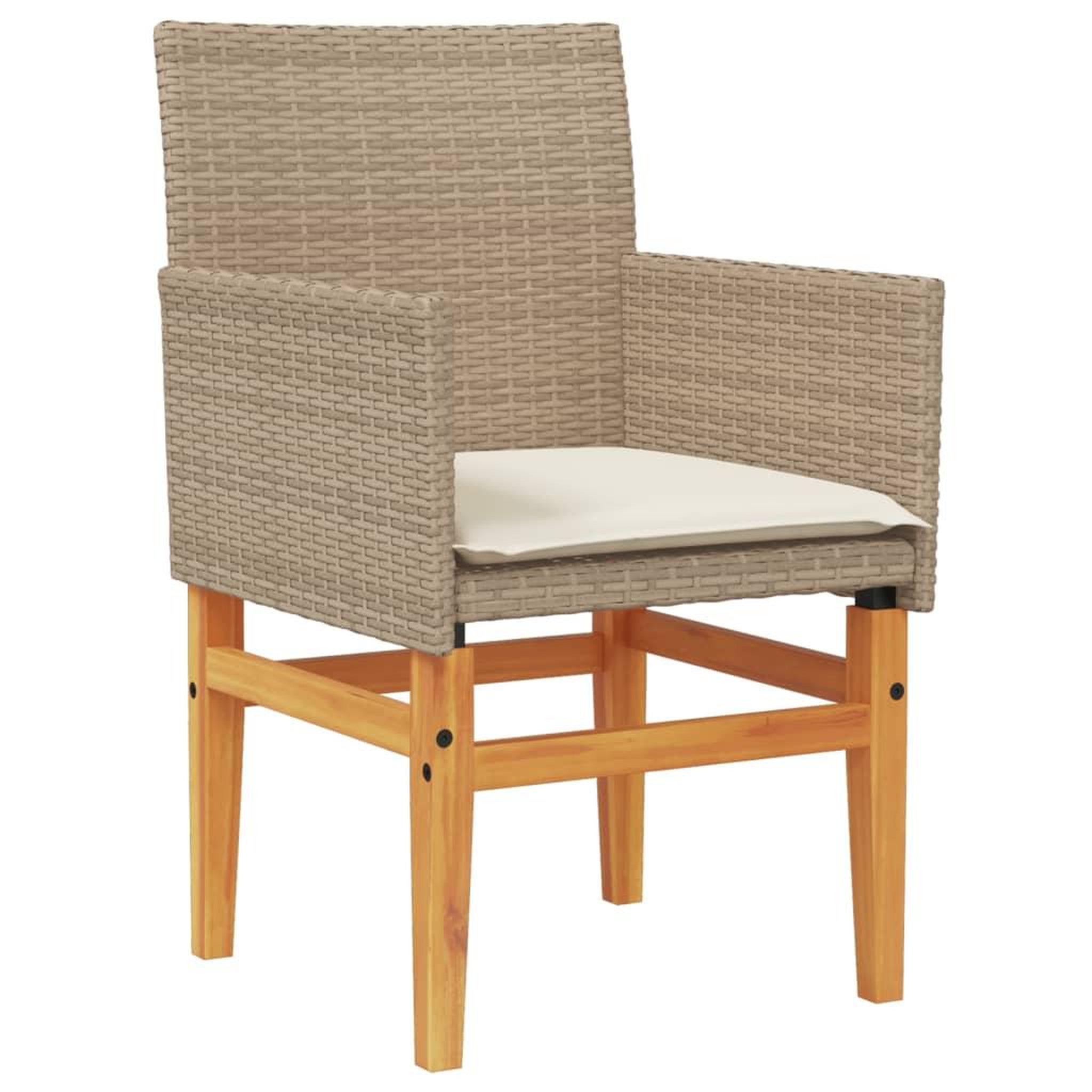 Voir la diapositive 4 : VIDAXL Chaises de jardin coussins lot de 2 beige resine tressee bois