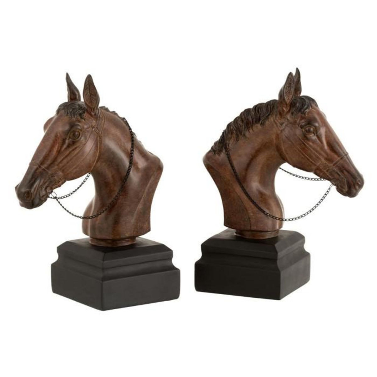 Paris Prix Lot de 2 Serre-Livres Design  Cheval  29cm Marron