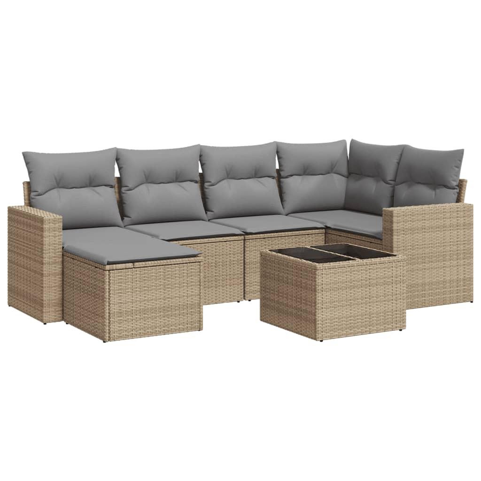 Voir la diapositive 2 : VIDAXL Salon de jardin avec coussins 7 pcs beige resine tressee