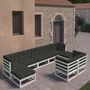 Voir la diapositive 1 : VIDAXL Salon de jardin 9 pcs avec coussins Blanc Bois de pin massif
