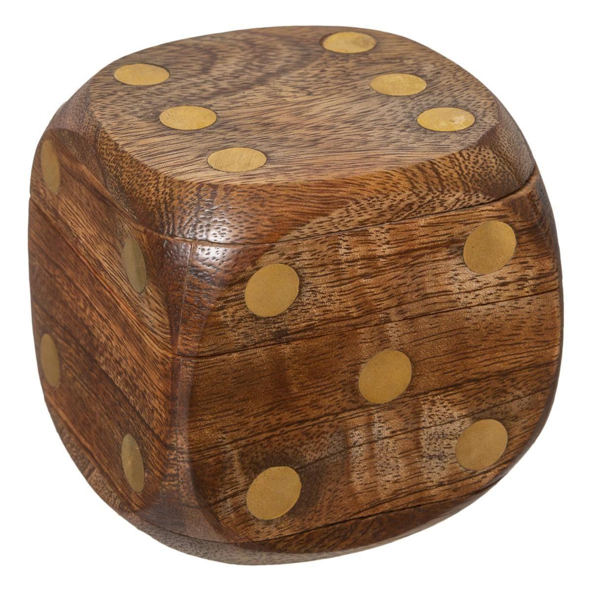 Voir la diapositive 2 : ATMOSPHERA Jeu de dés déco  bois  6cm marron