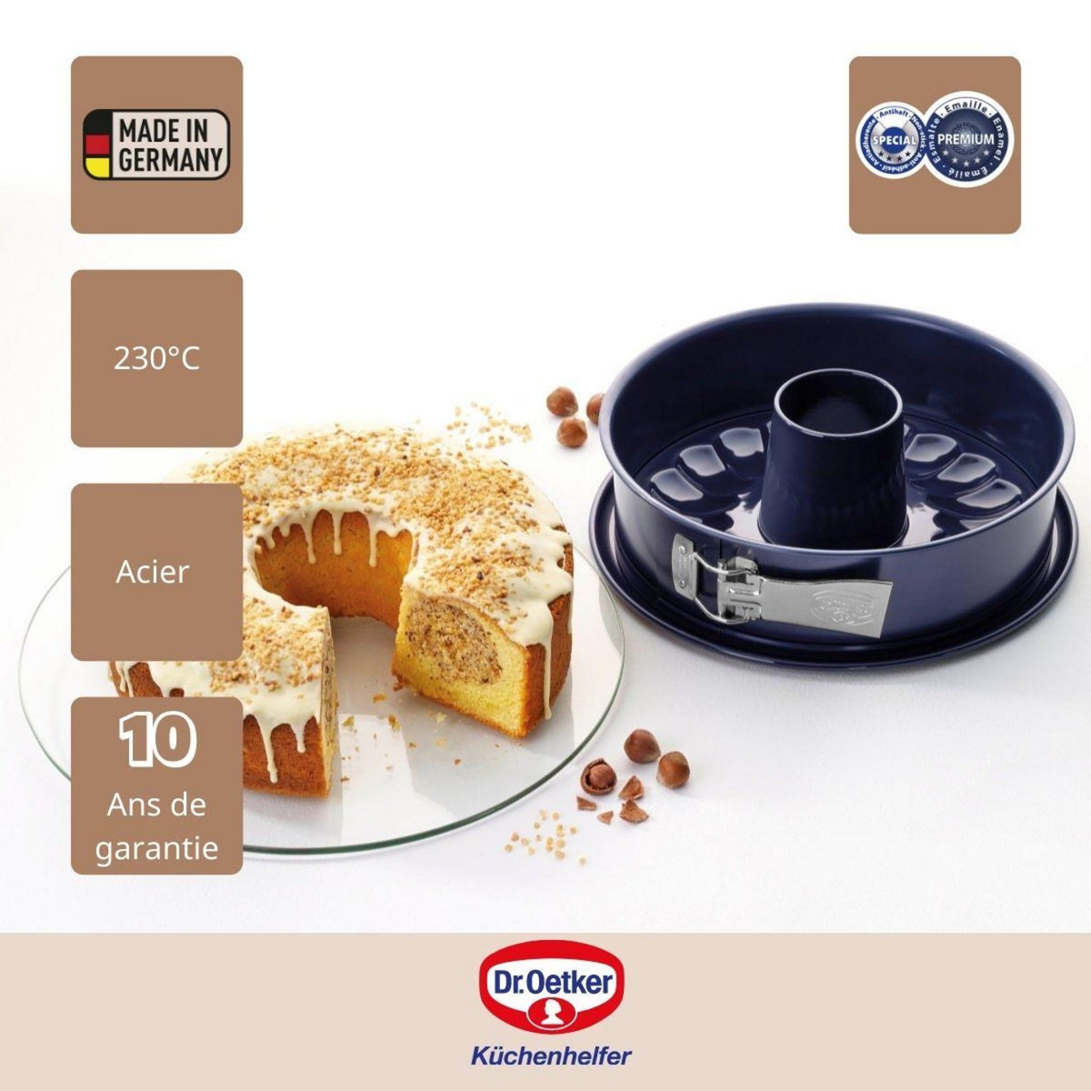 DR.OETKER Lot de 2 moules à manqué à charnière avec fond à savarin 26 cm Dr Oetker Back Liebe