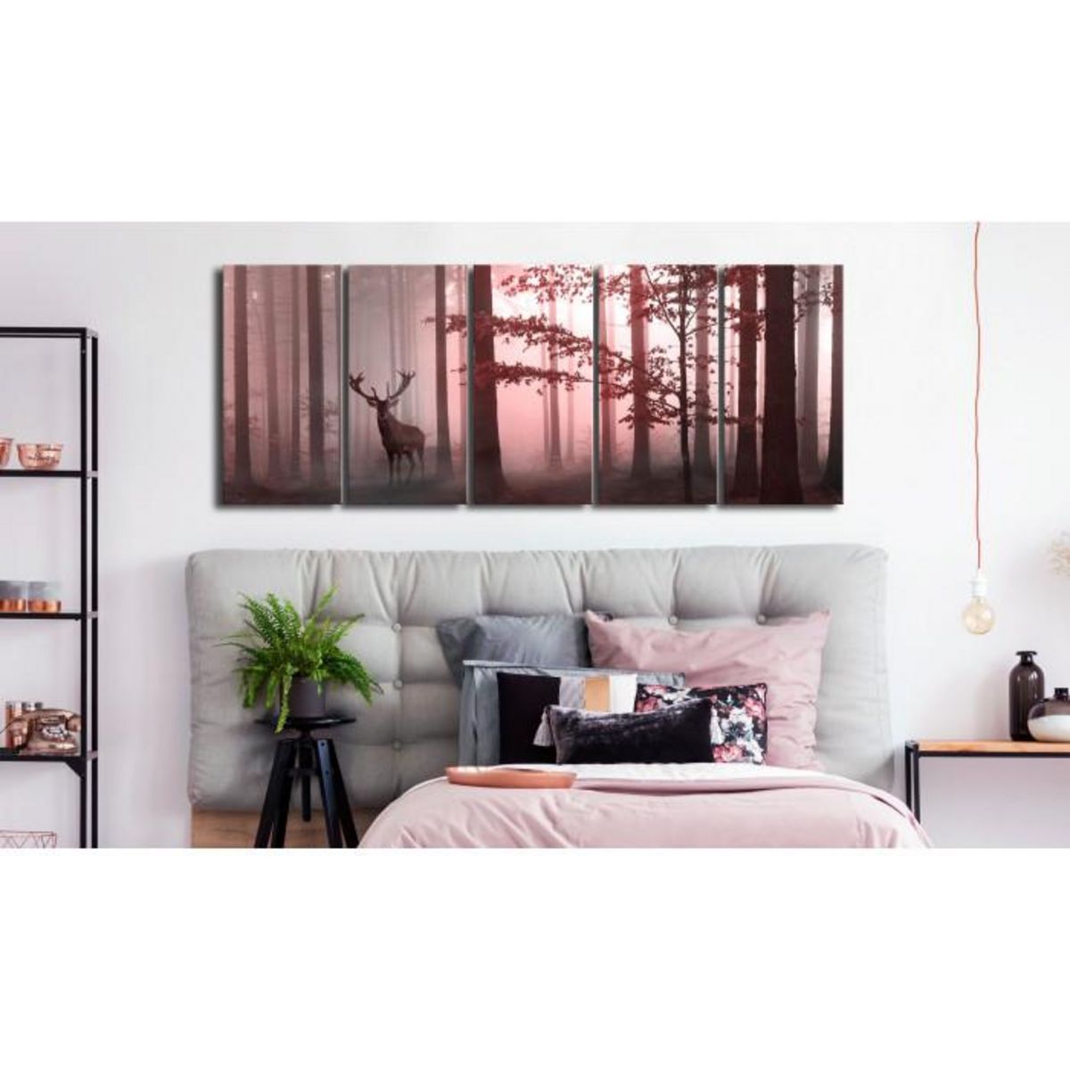Paris Prix Tableau Imprimé 5 Panneaux  Morning Narrow Pink