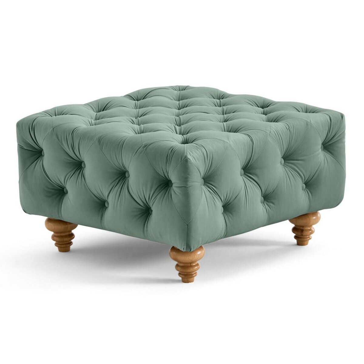 LISA DESIGN Walter - pouf chesterfield en velours - pieds bois