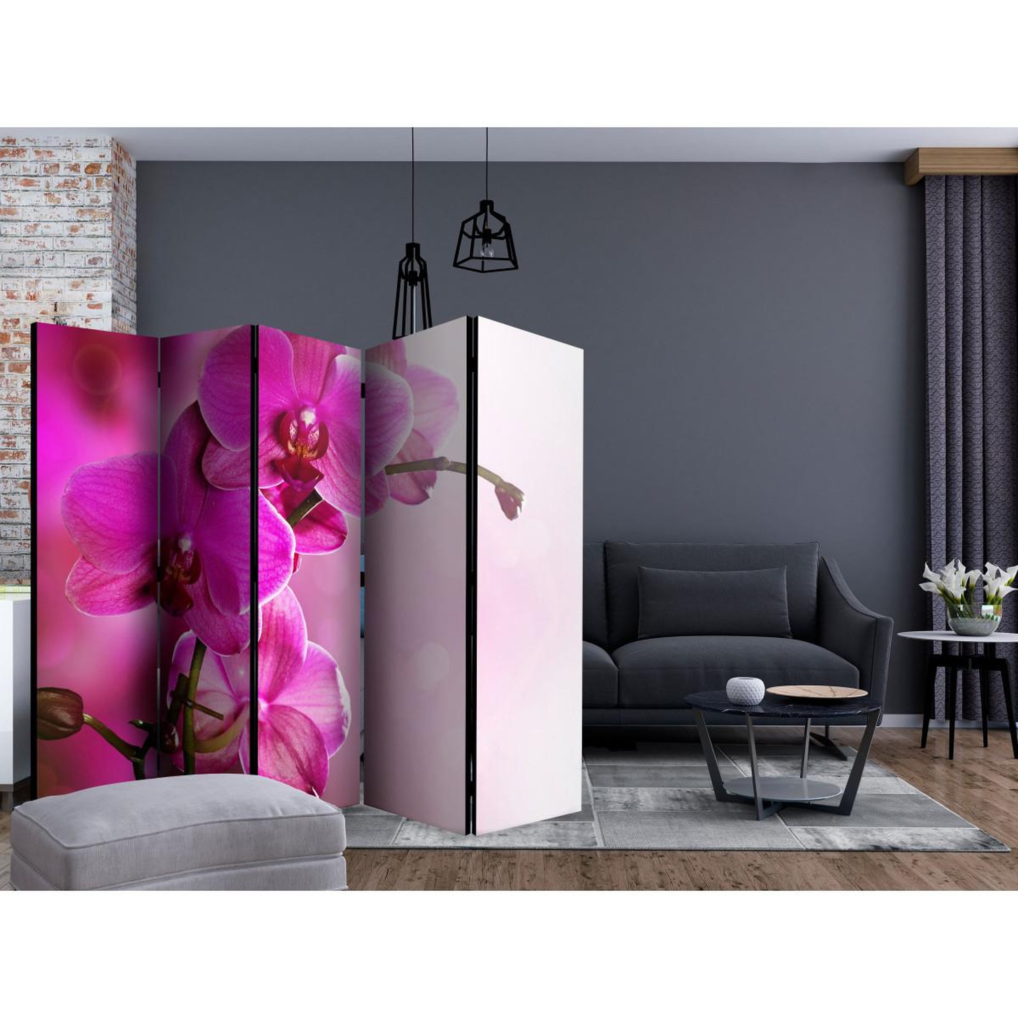 Voir la diapositive 2 : Paris Prix Paravent 5 volets  pink orchid ii  172x225cm