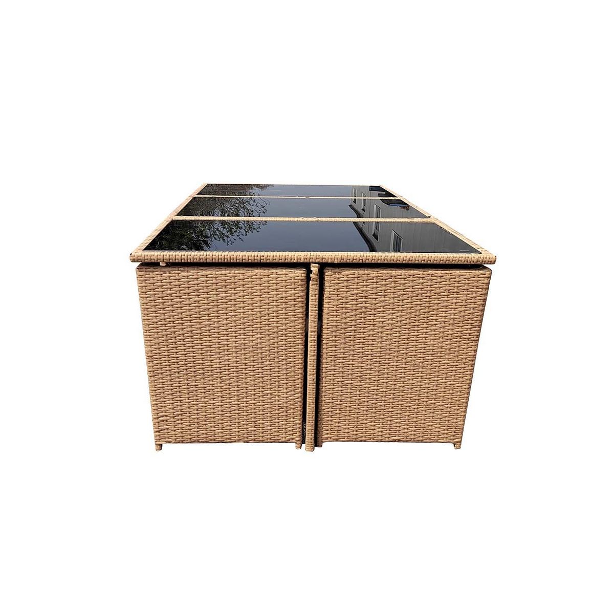 CONCEPT USINE Salon de jardin encastrable résine tressée naturel 8 places FLORIDA