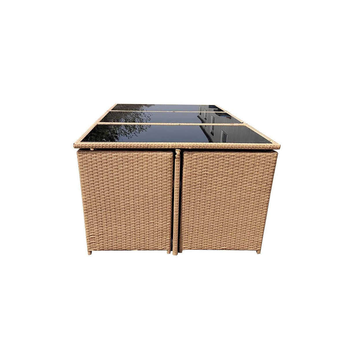 CONCEPT USINE Salon de jardin encastrable résine tressée naturel 8 places FLORIDA