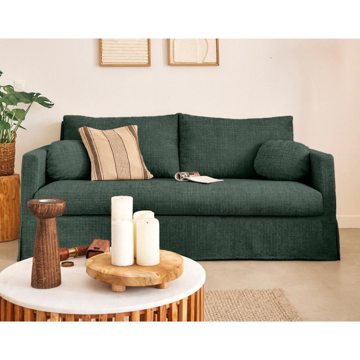 LISA DESIGN Serena - canapé droit déhoussable 3 places en velours texturé