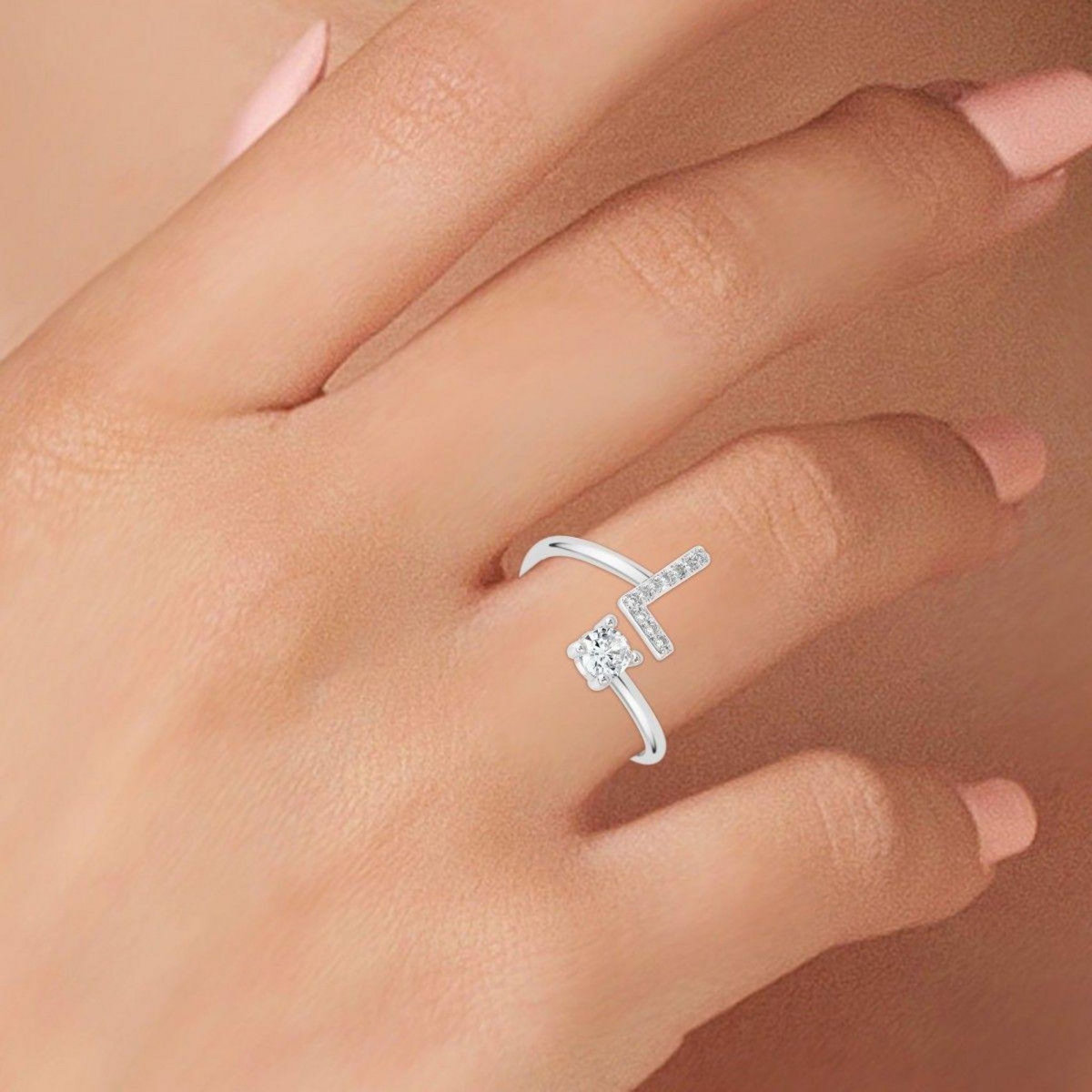 SC CRYSTAL Bague lettre L ajustable SC Crystal ornée de Zirconium