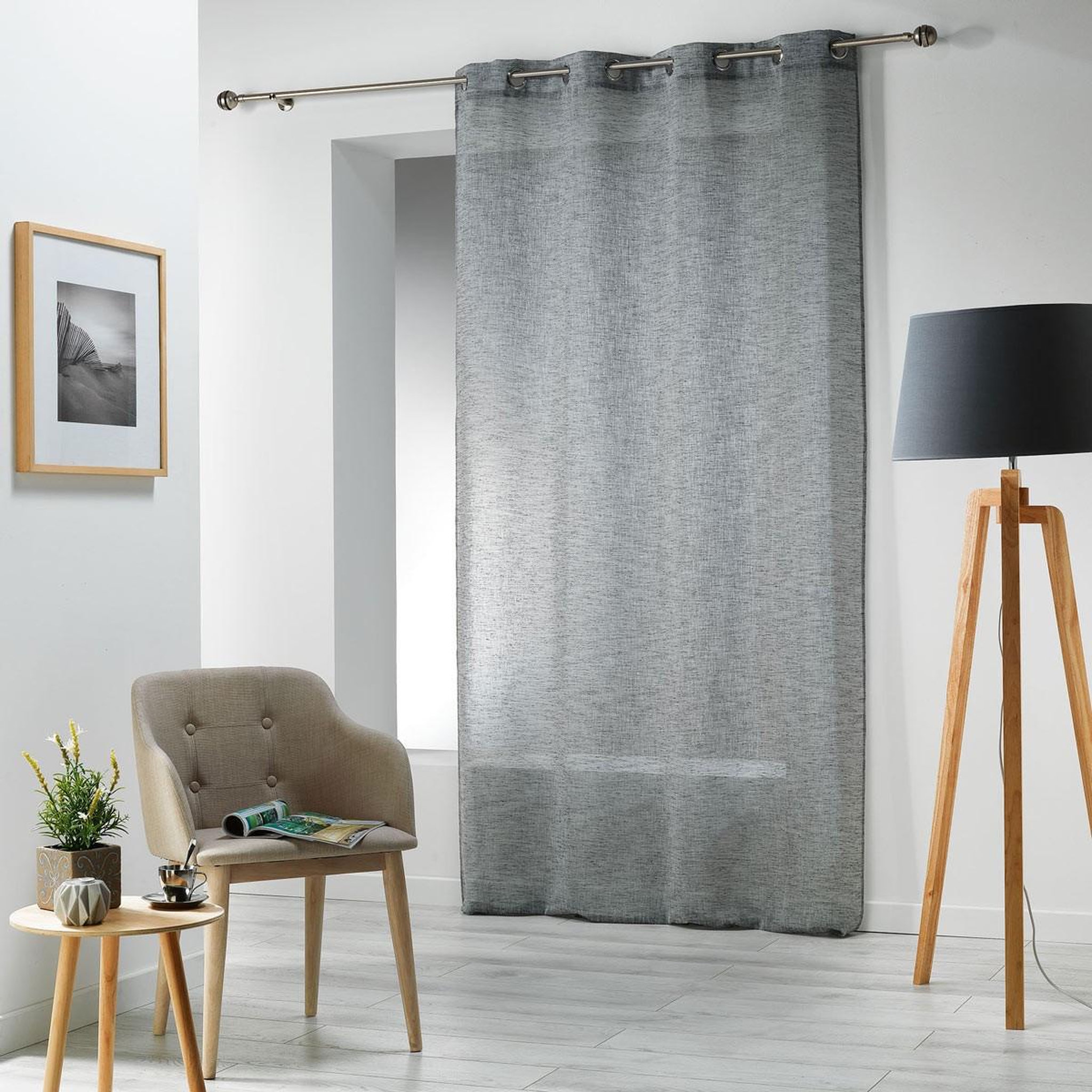 Douceur d'Intérieur Rideau voilage à œillets  carlin  140x240cm anthracite
