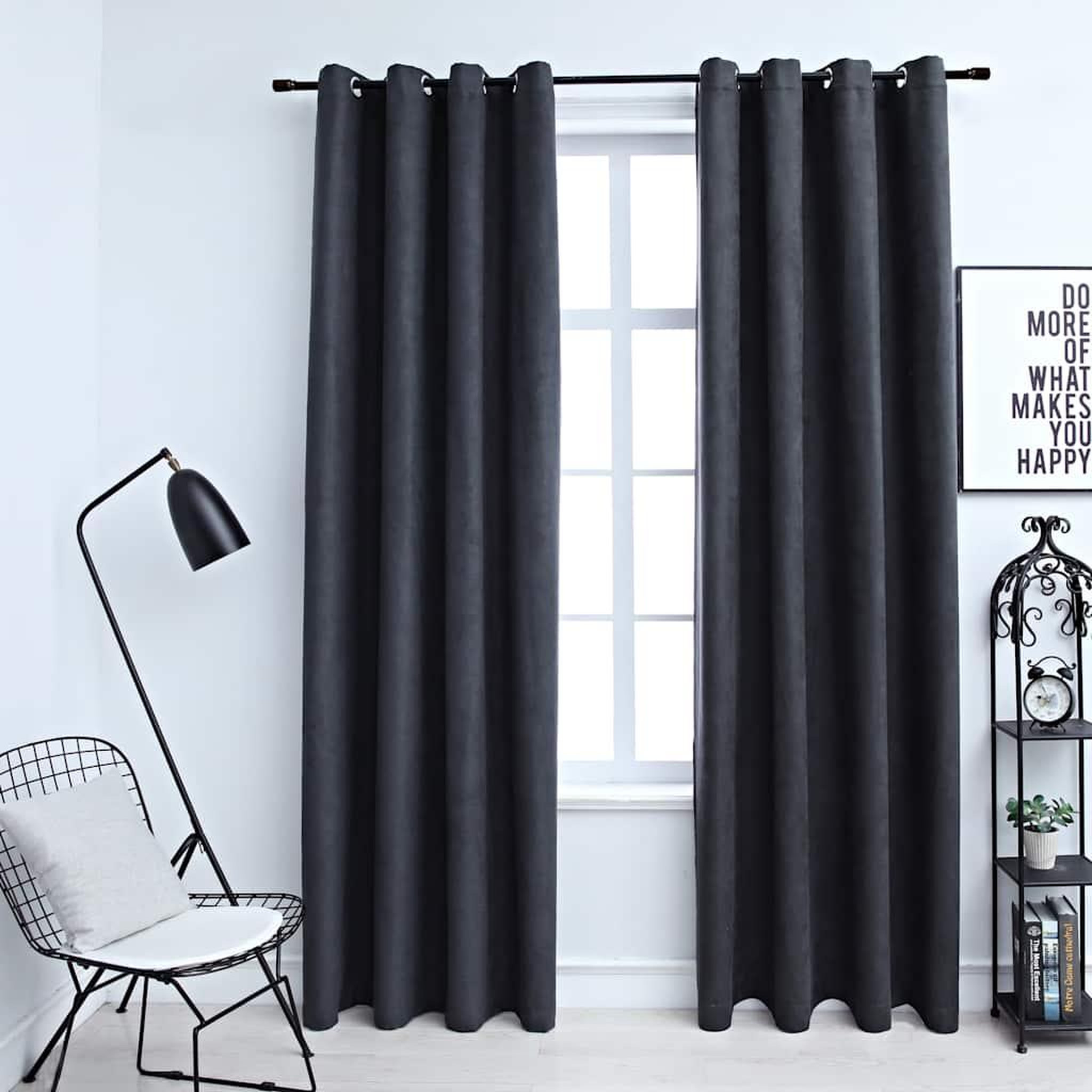 VIDAXL Rideaux occultants avec anneaux Metal 2pcs Anthracite 140x175cm