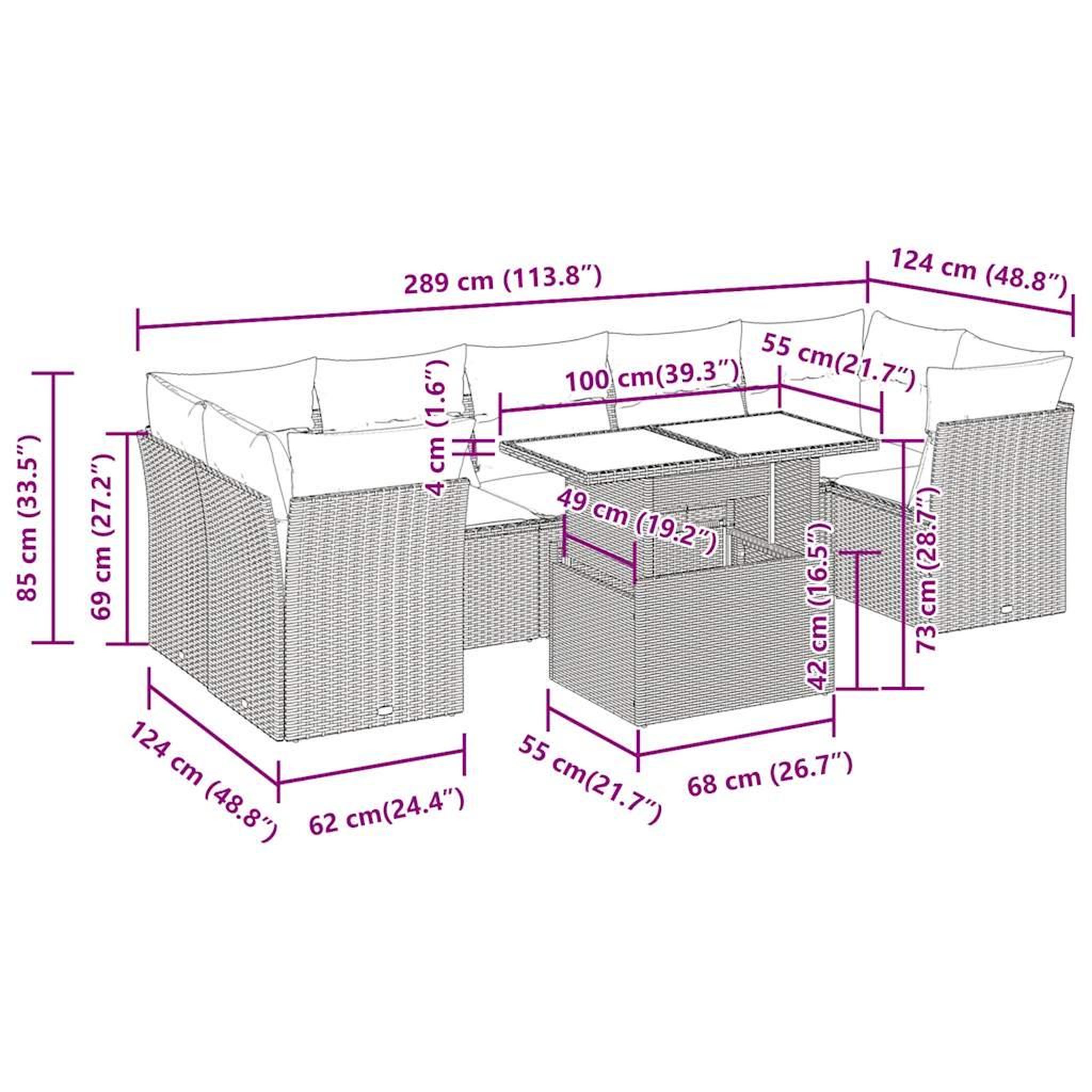 Voir la diapositive 6 : VIDAXL Salon de jardin 8 pcs avec coussins noir resine tressee