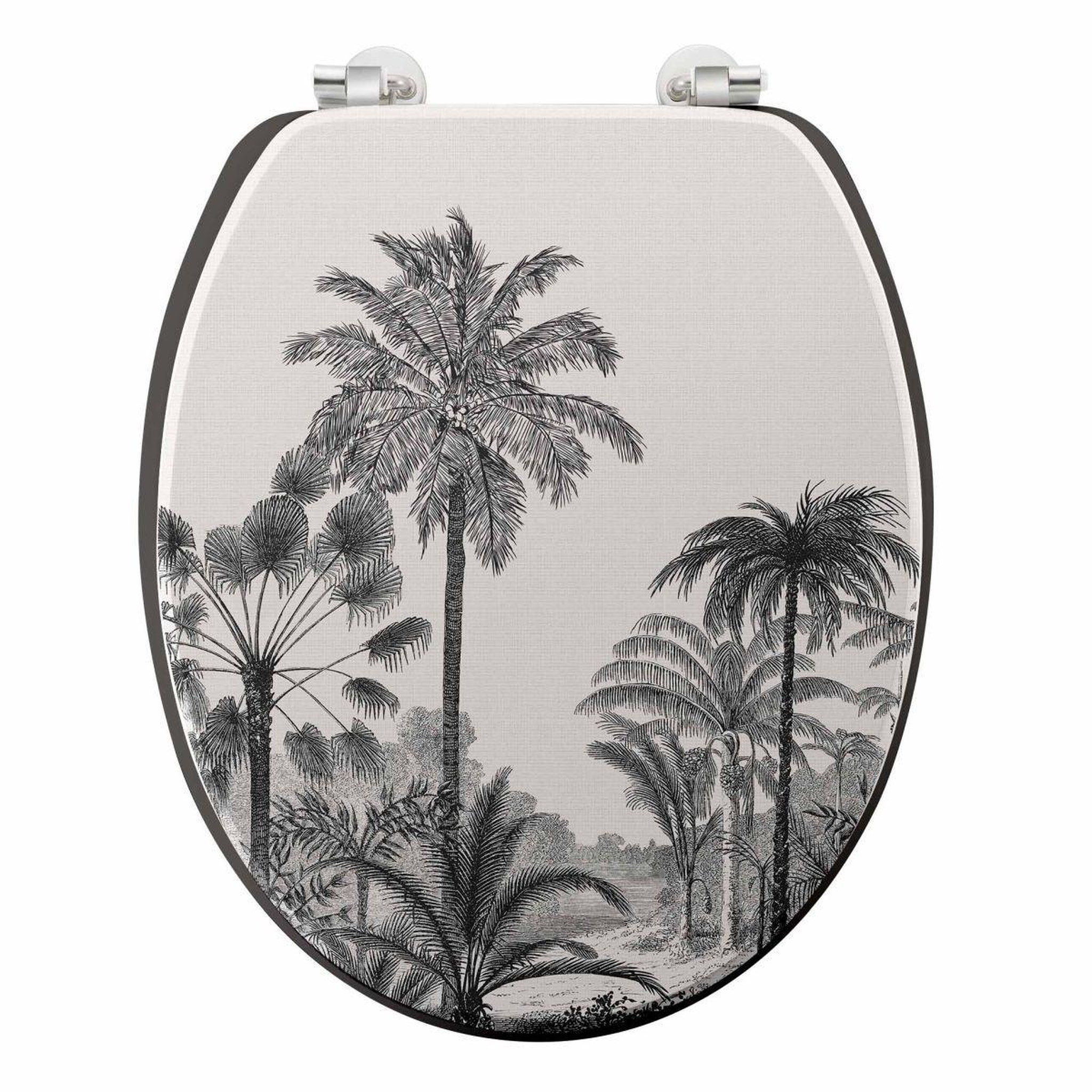 Douceur d'Intérieur Abattant wc imprimé palmier  cocoty  45cm noir