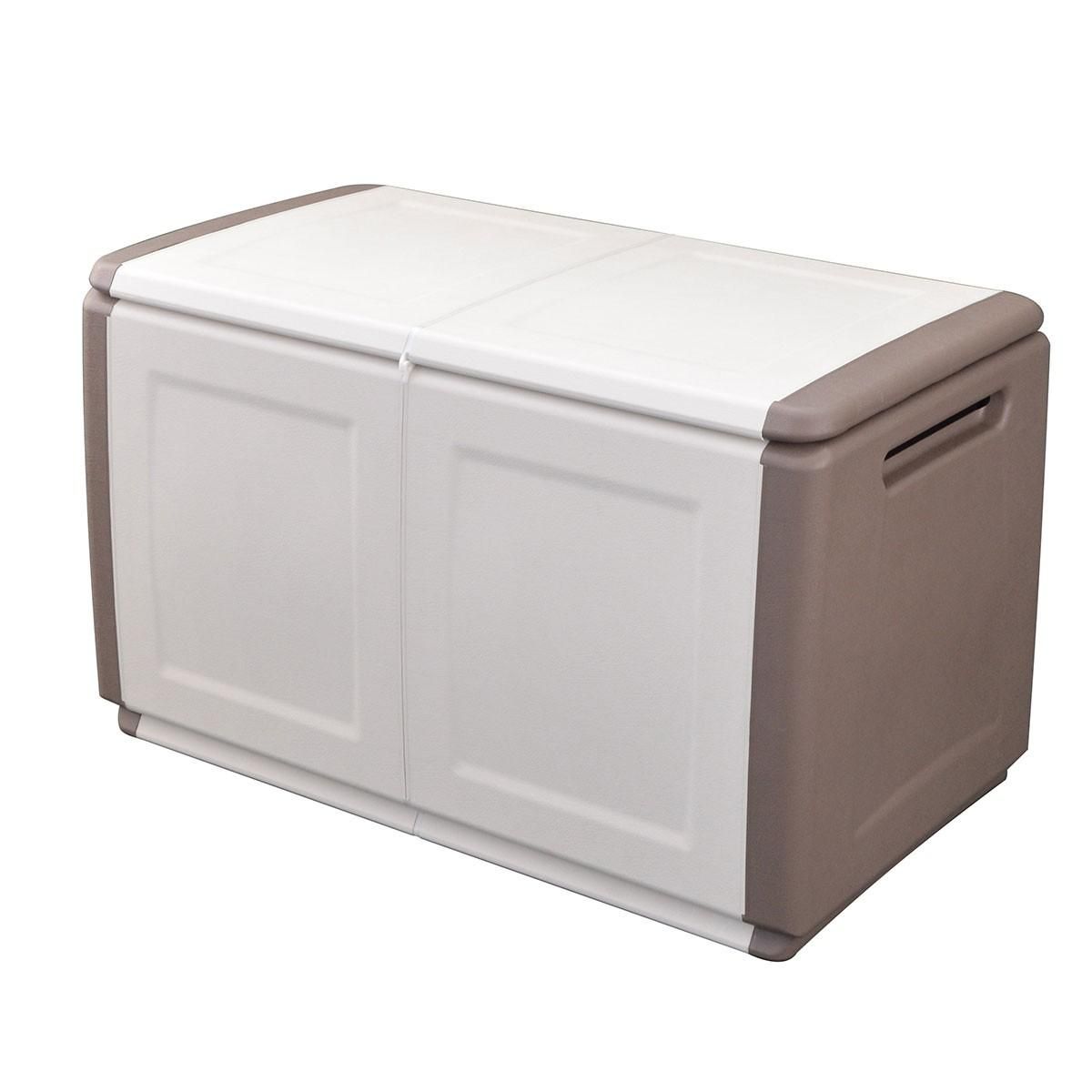 INTEC Coffre de Rangement Extérieur 230L Malle de Jardin Beige/Taupe 96 x 53 x H57cm Poignées de transport INTEC