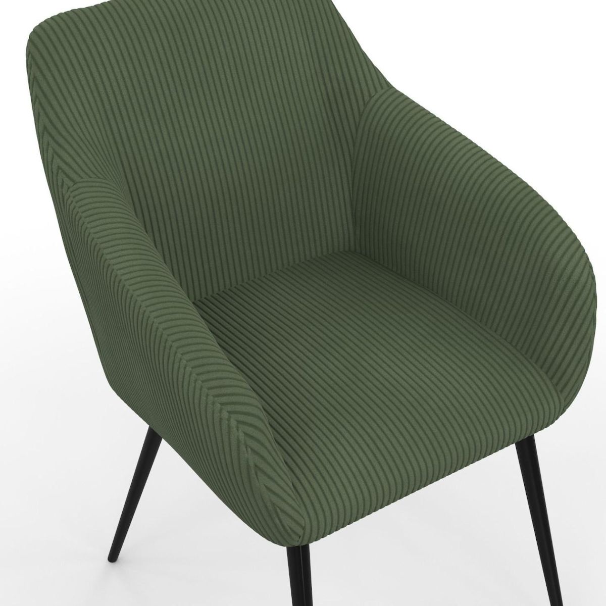 ID MARKET Lot de 2 chaises de salle à manger, fauteuils de table JANY en velours côtelé vert kaki