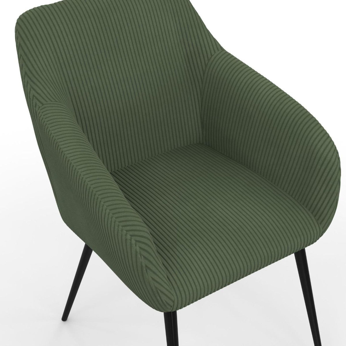 ID MARKET Lot de 2 chaises de salle à manger, fauteuils de table JANY en velours côtelé vert kaki