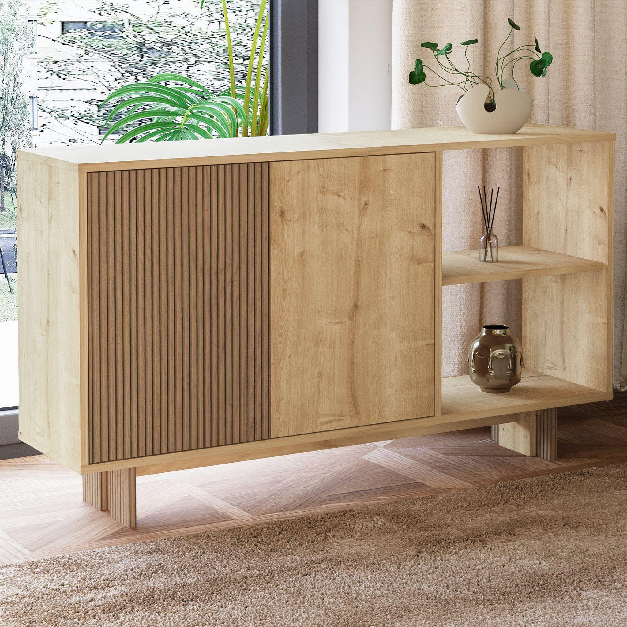 Voir la diapositive 4 : Habitat et Jardin Buffet en bois  ravello  - 140 x 35 x 80 cm - beige