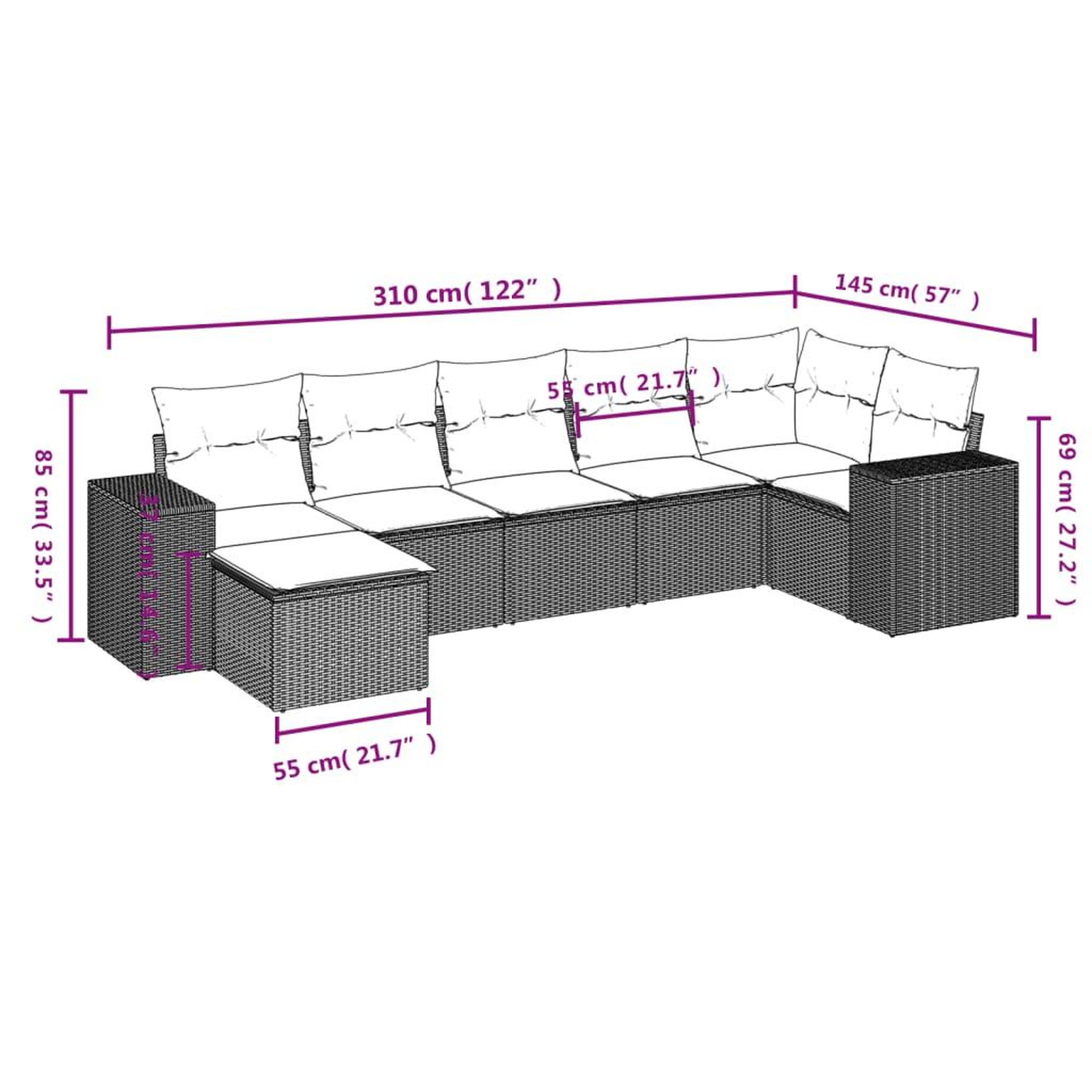 Voir la diapositive 6 : VIDAXL Salon de jardin 7 pcs avec coussins noir resine tressee