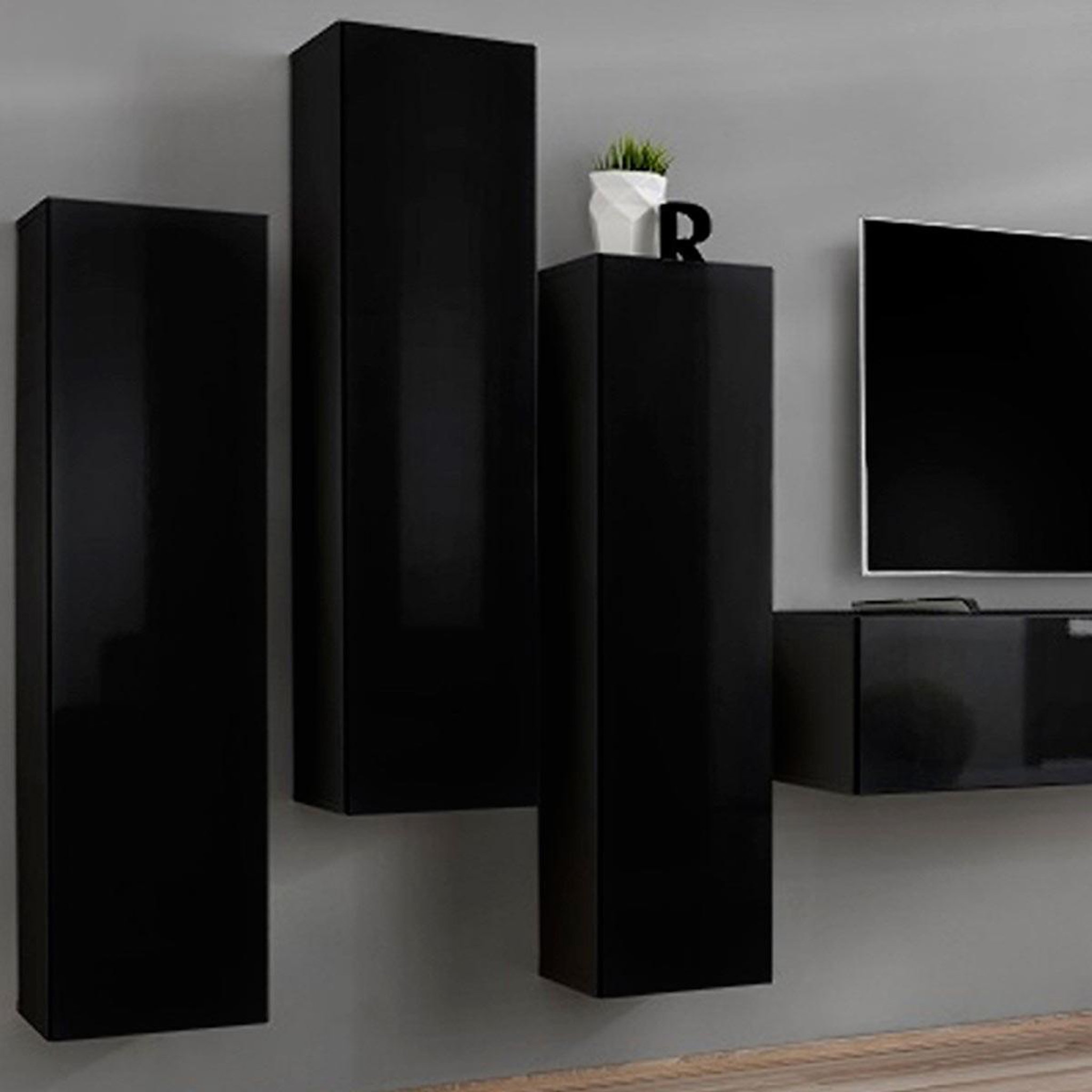 Voir la diapositive 2 : Paris Prix Meuble tv mural design  switch iii  330cm noir