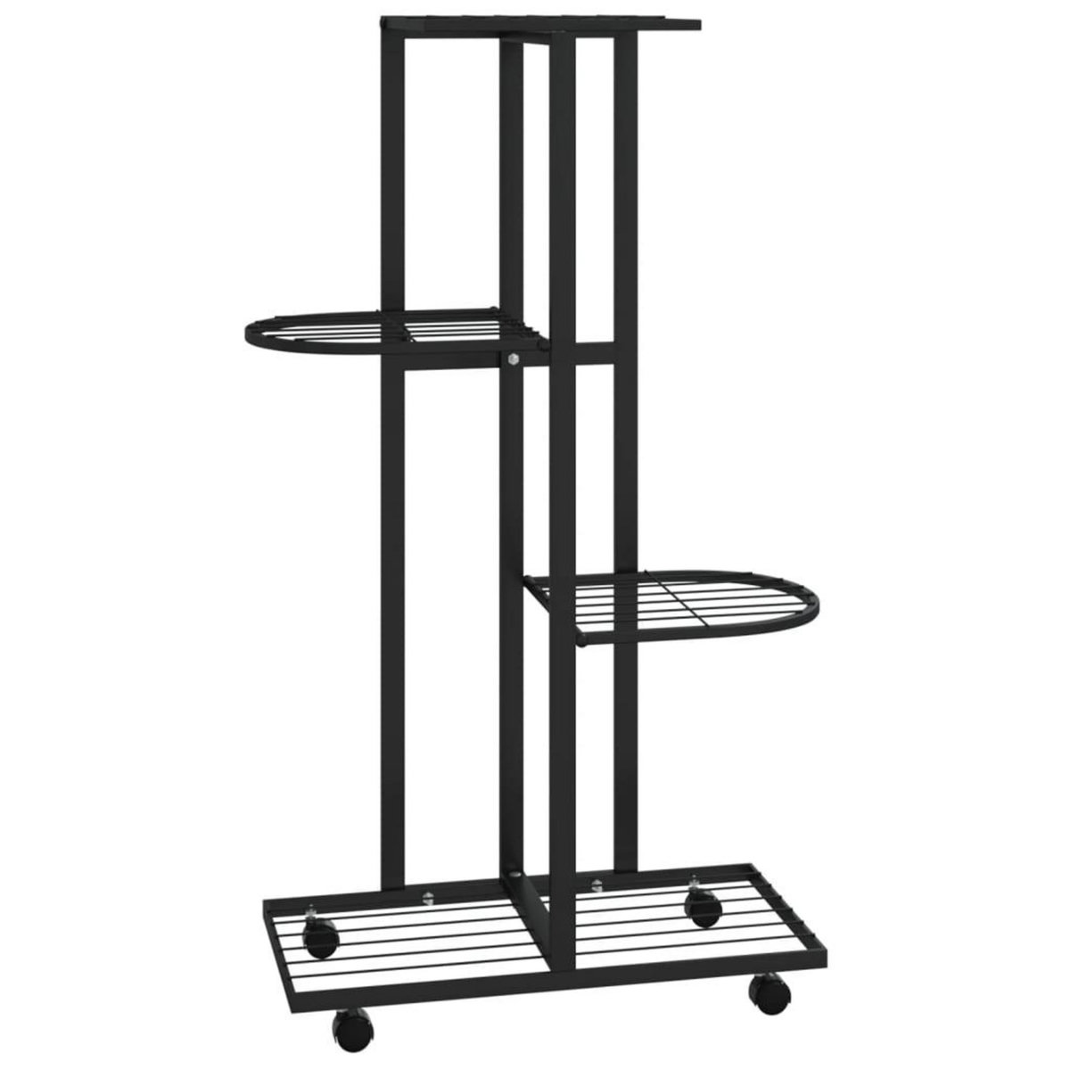 VIDAXL Jardiniere a 4 niveaux avec roues 44x23x80 cm Noir Fer