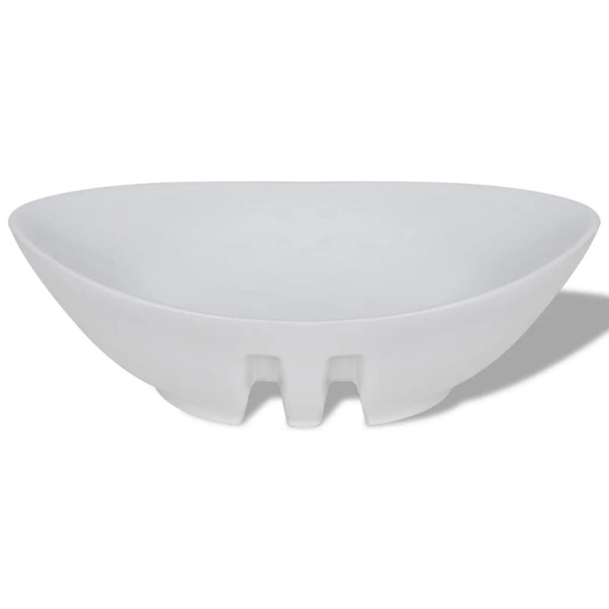 VIDAXL Lavabo ovale en ceramique avec trop plein 59 x 38,5 cm