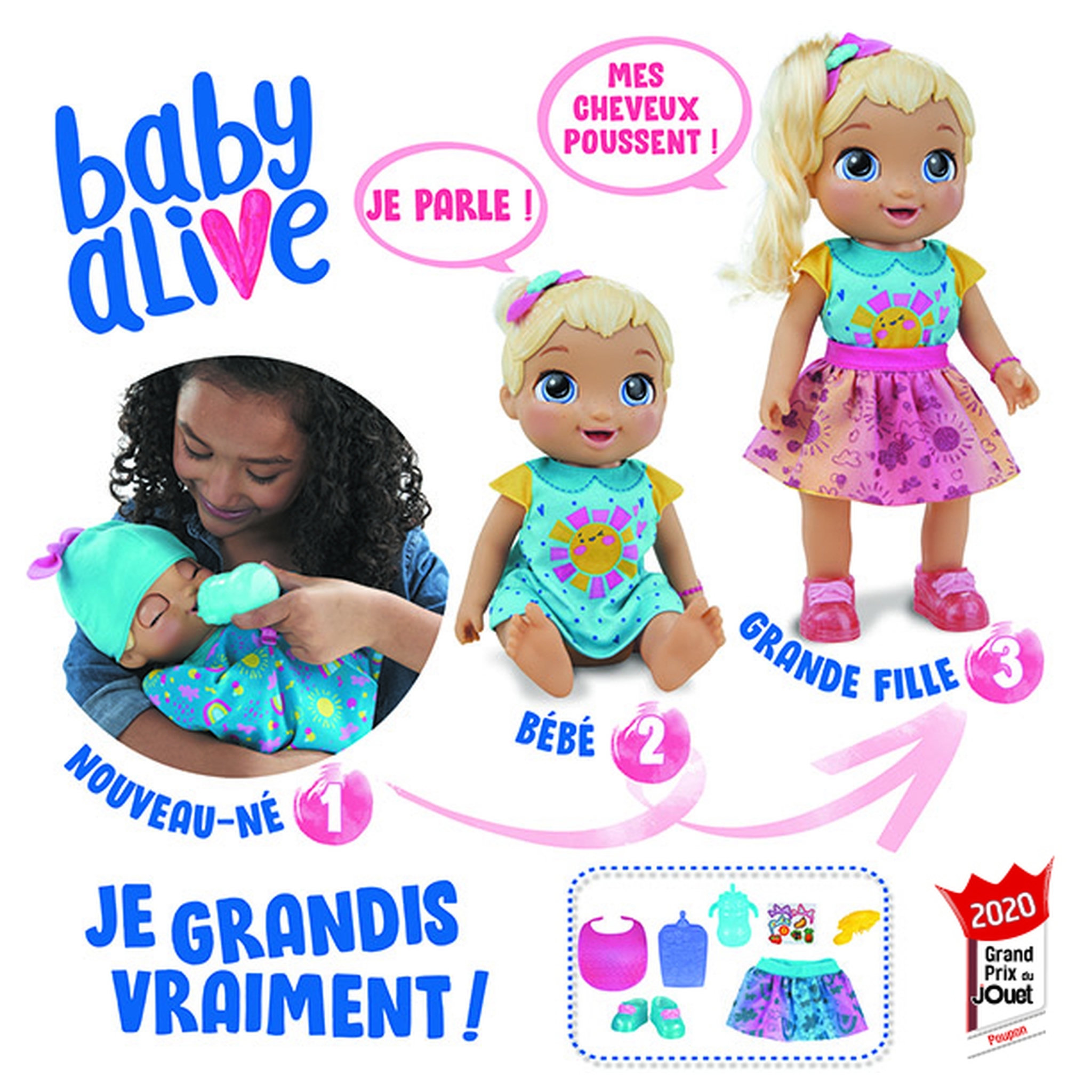 Voir la diapositive 2 : HASBRO Baby Alive Grandit et Parle - Poupée Baby Grows Up