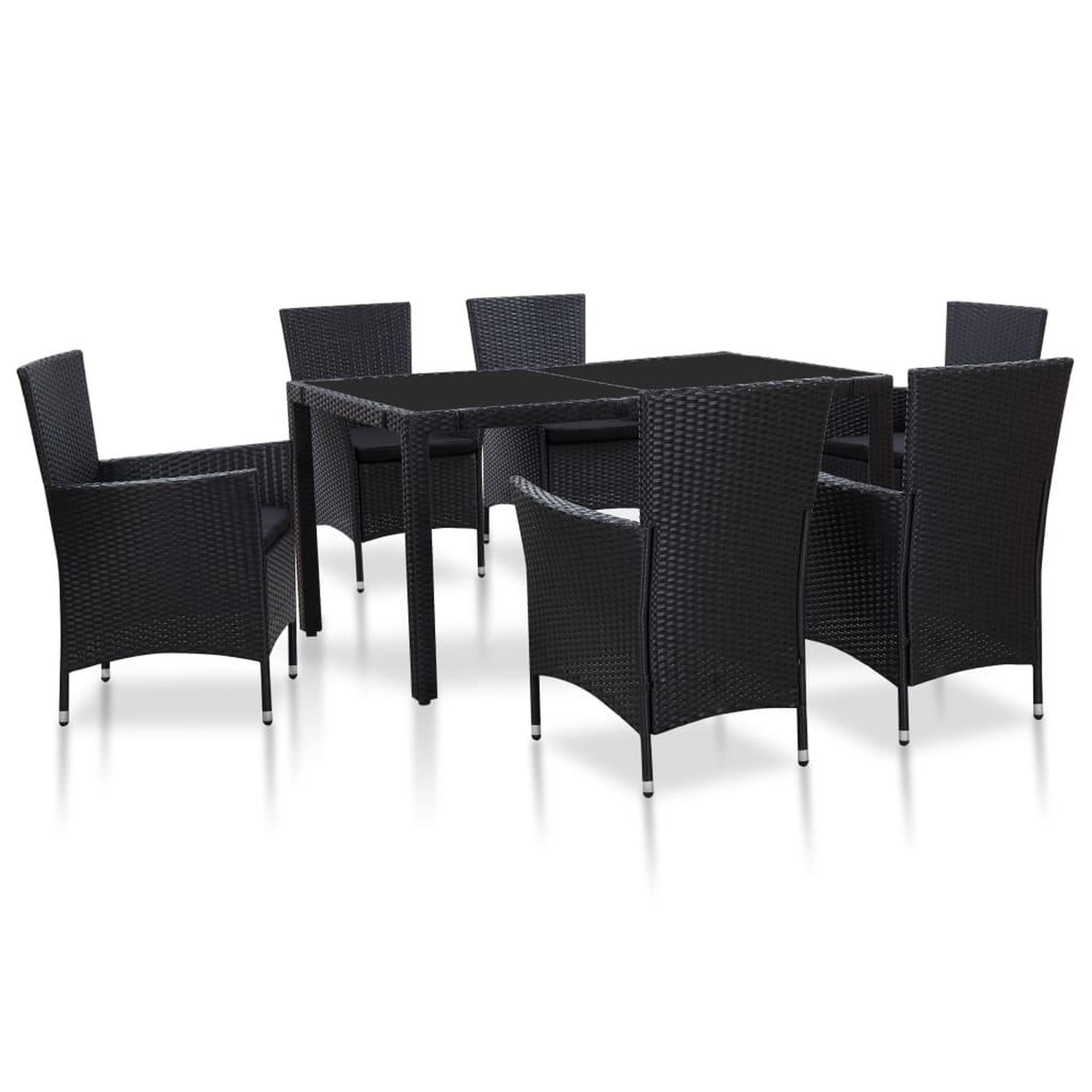 Voir la diapositive 1 : VIDAXL Ensemble a manger d'exterieur 7 pcs Resine tressee Noir