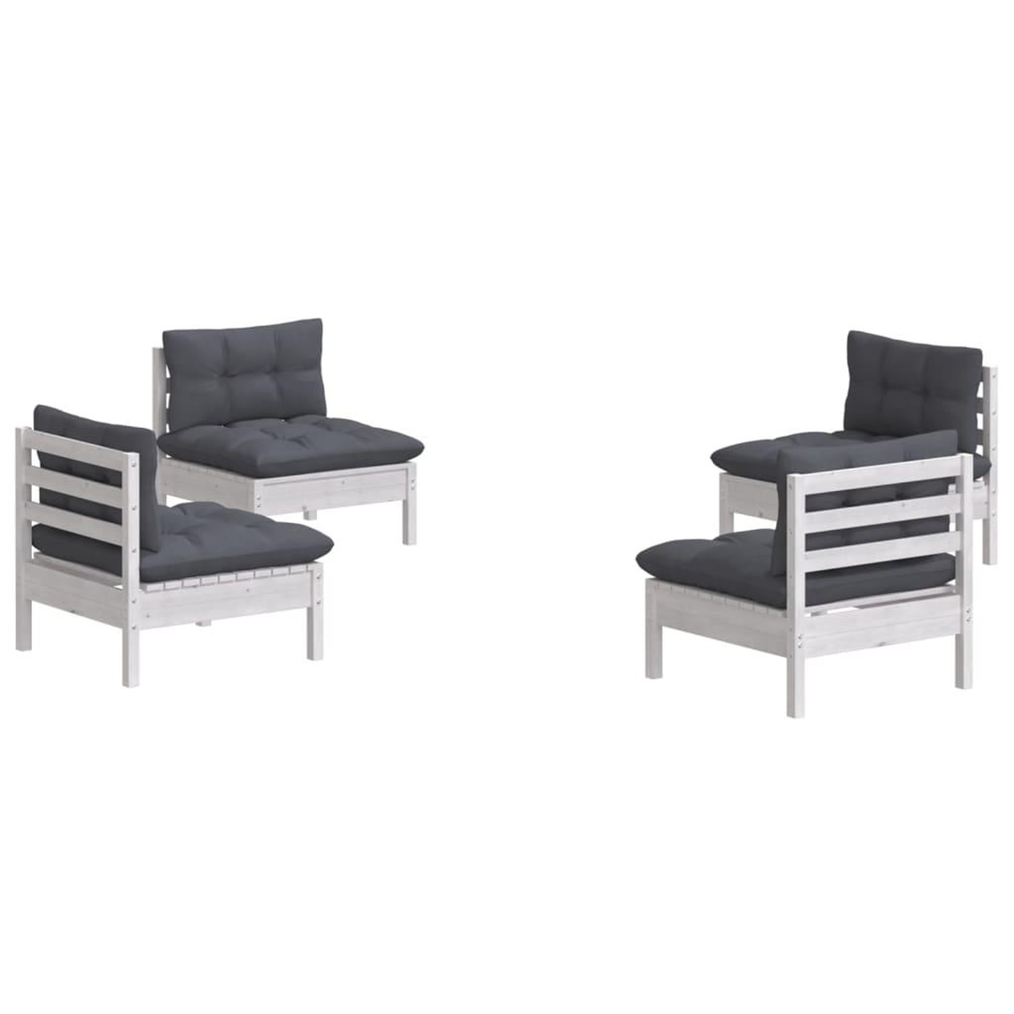 Voir la diapositive 3 : VIDAXL Salon de jardin 4 pcs avec coussins anthracite Bois de pin