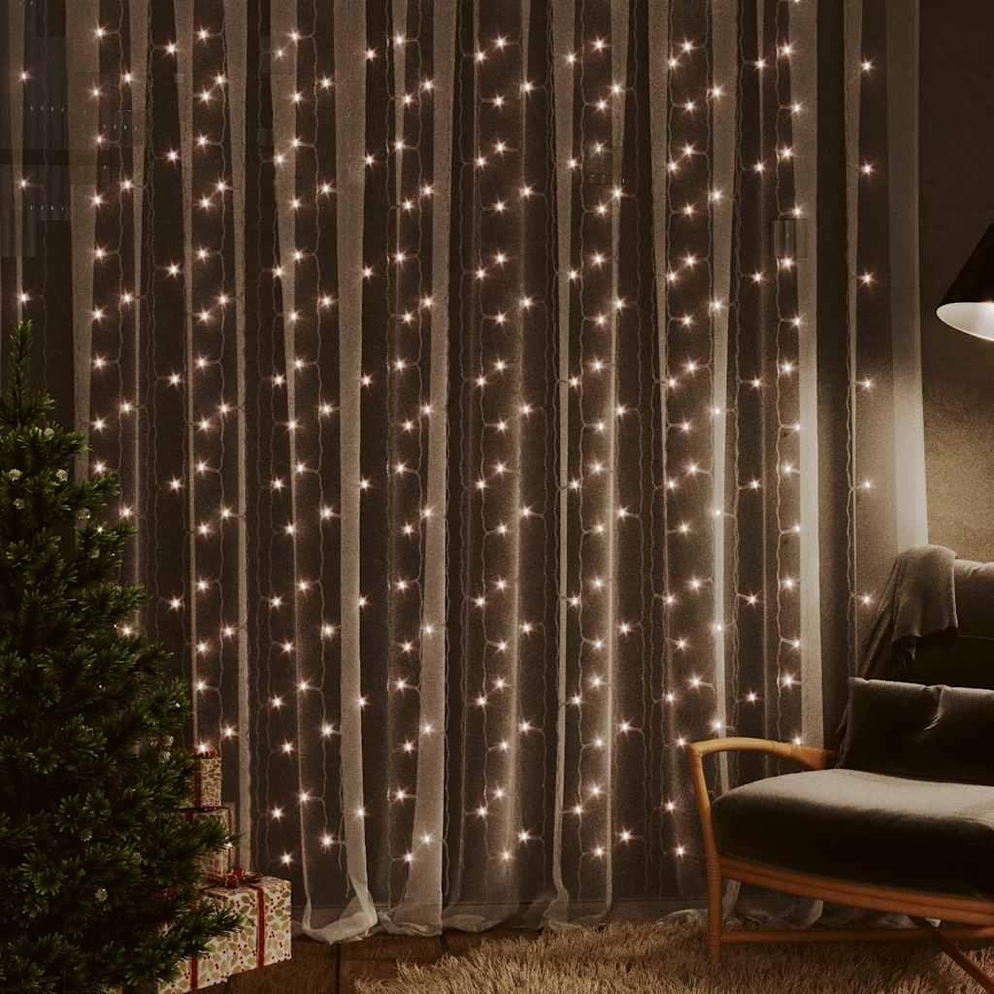 VIDAXL Rideaux lumineux a LED 3x3 m 300 LED Blanc chaud 8 fonctions