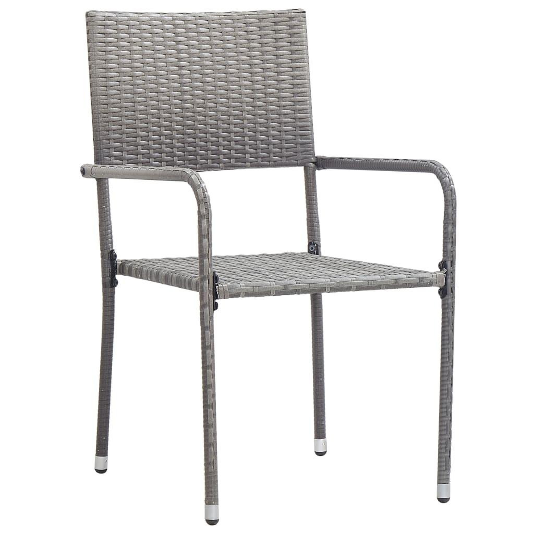 Voir la diapositive 2 : VIDAXL Ensemble a manger de jardin 3 pcs Resine tressee Gris