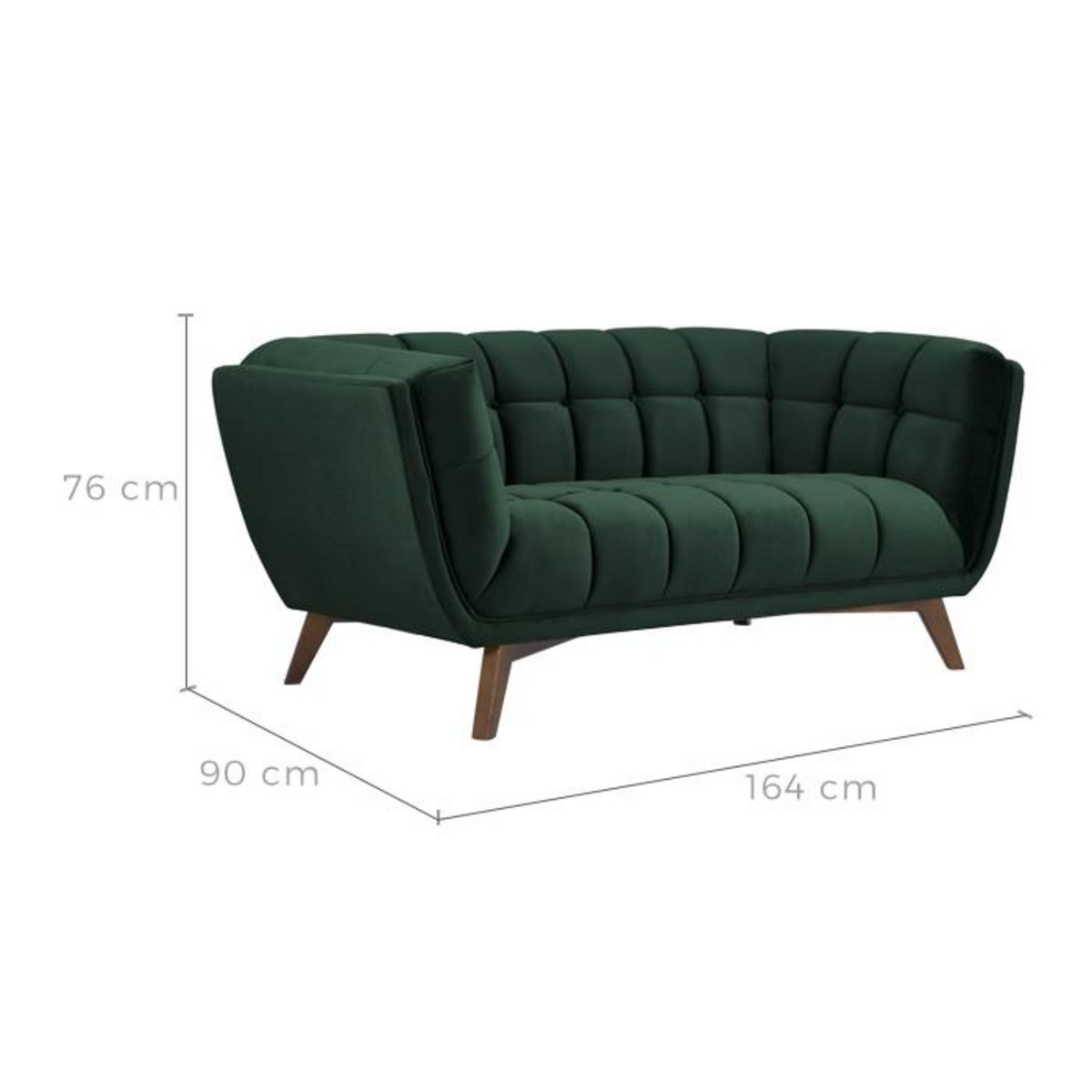 Rendez vous déco Canapé 3 places en velours vert foncé - Mona