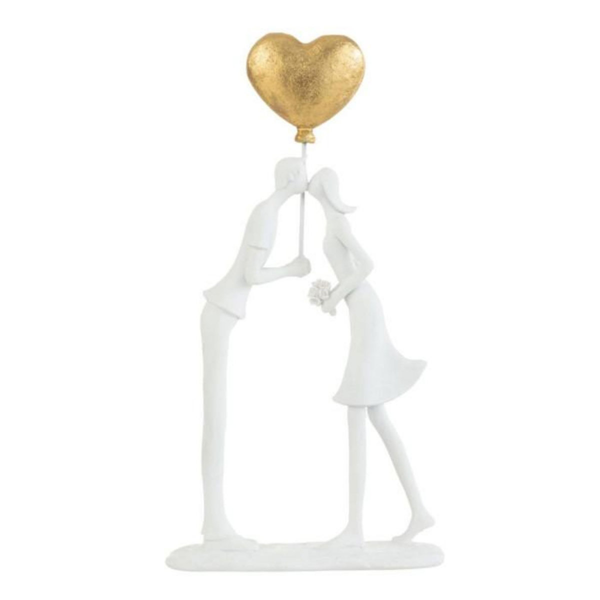 Paris Prix Statuette Déco Couple Bisous  Cœur  30cm Blanc
