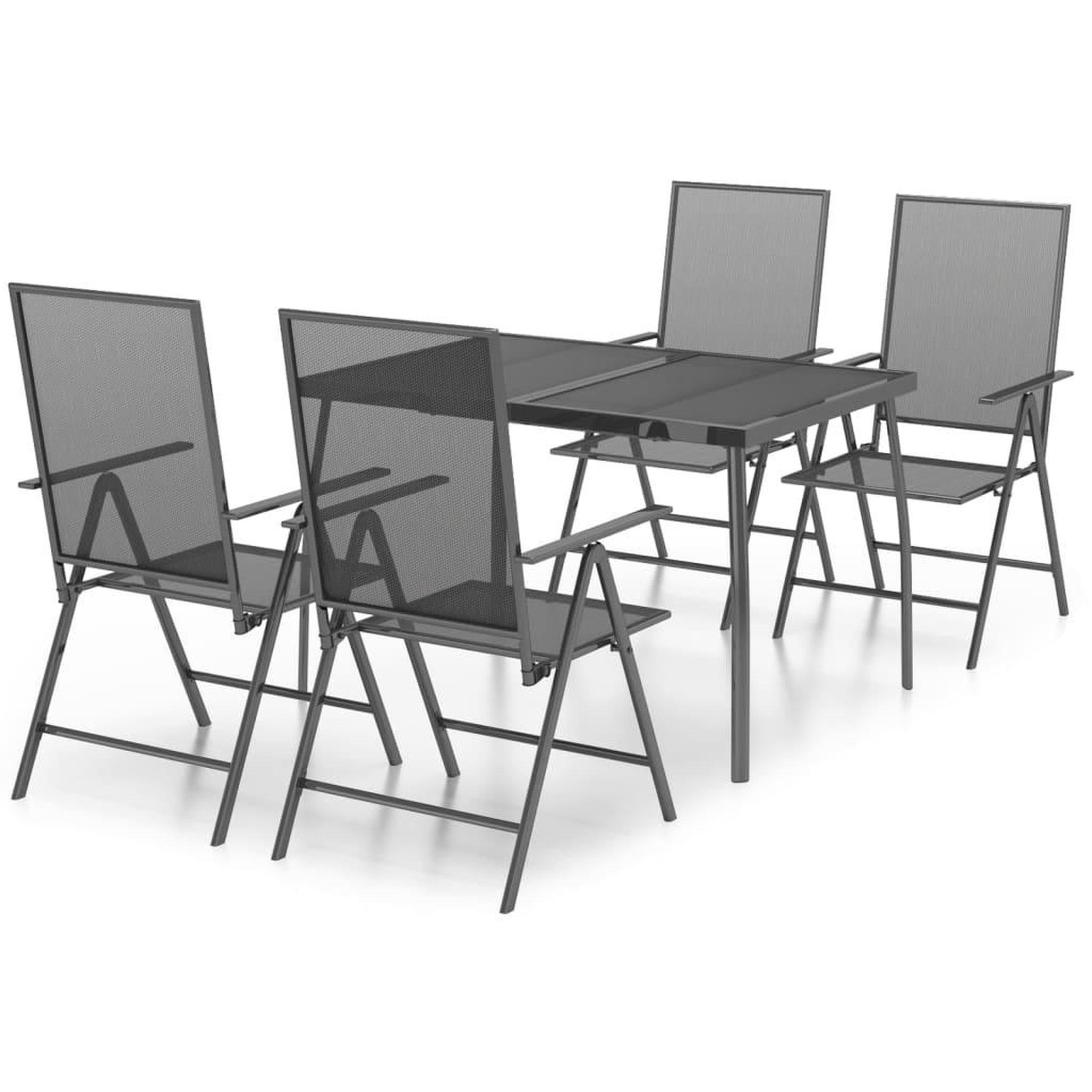 Voir la diapositive 2 : VIDAXL Ensemble a manger de jardin 5 pcs anthracite acier