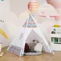 HOMCOM Tente teepee indien enfant style graphique - dim. 1,2L x 1,2I x 1,55H m - porte refermable, fenêtre - structure bois, toile polyester coton blanc multicolore