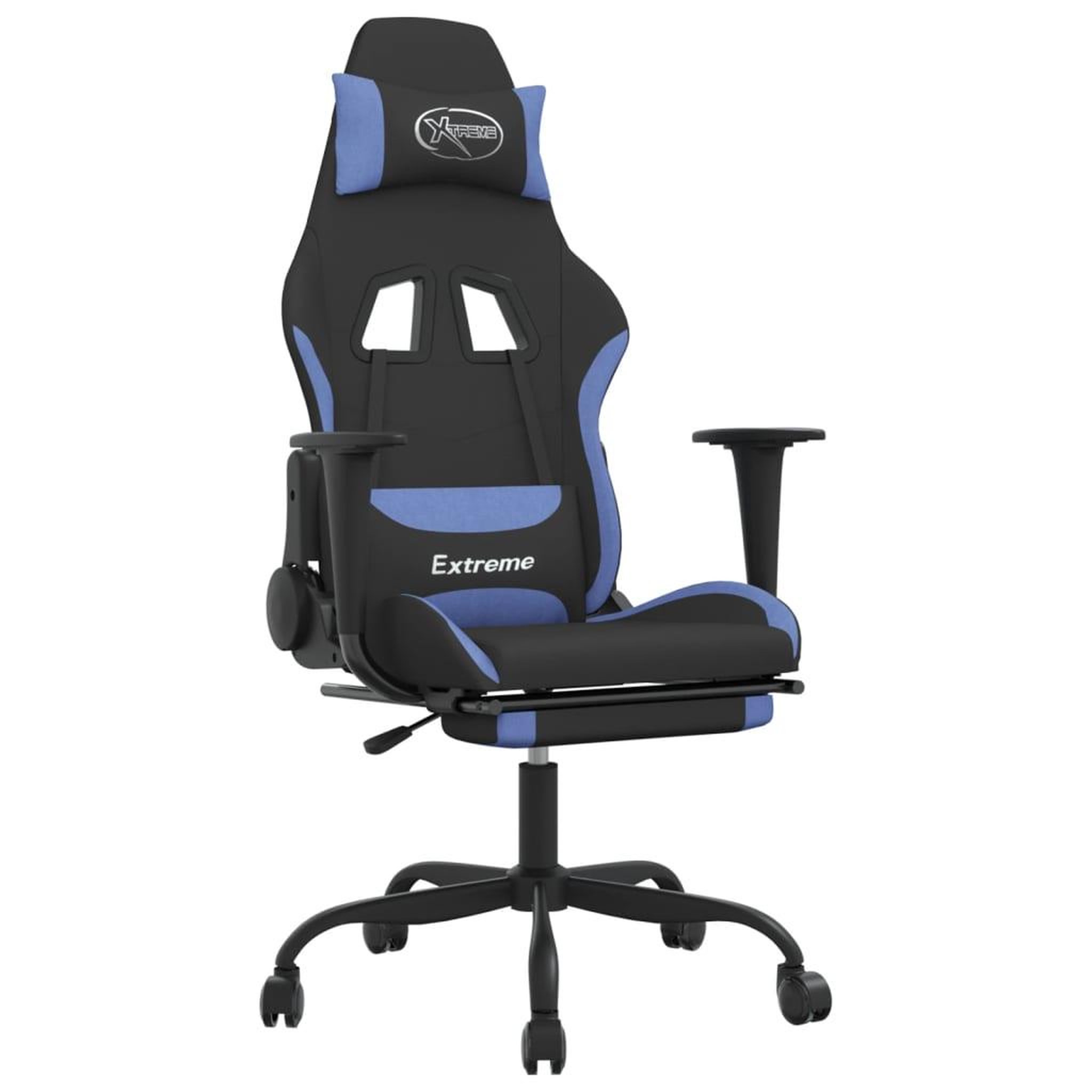 Voir la diapositive 2 : VIDAXL Chaise de jeu avec repose-pied Noir et bleu Tissu
