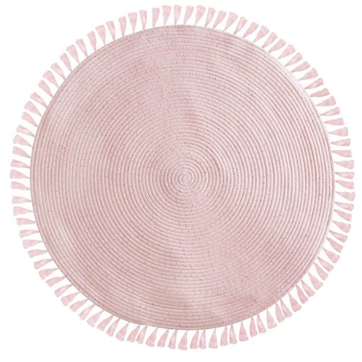 ATMOSPHERA Tapis à franges rose avec Lurex doré intégré 90 cm