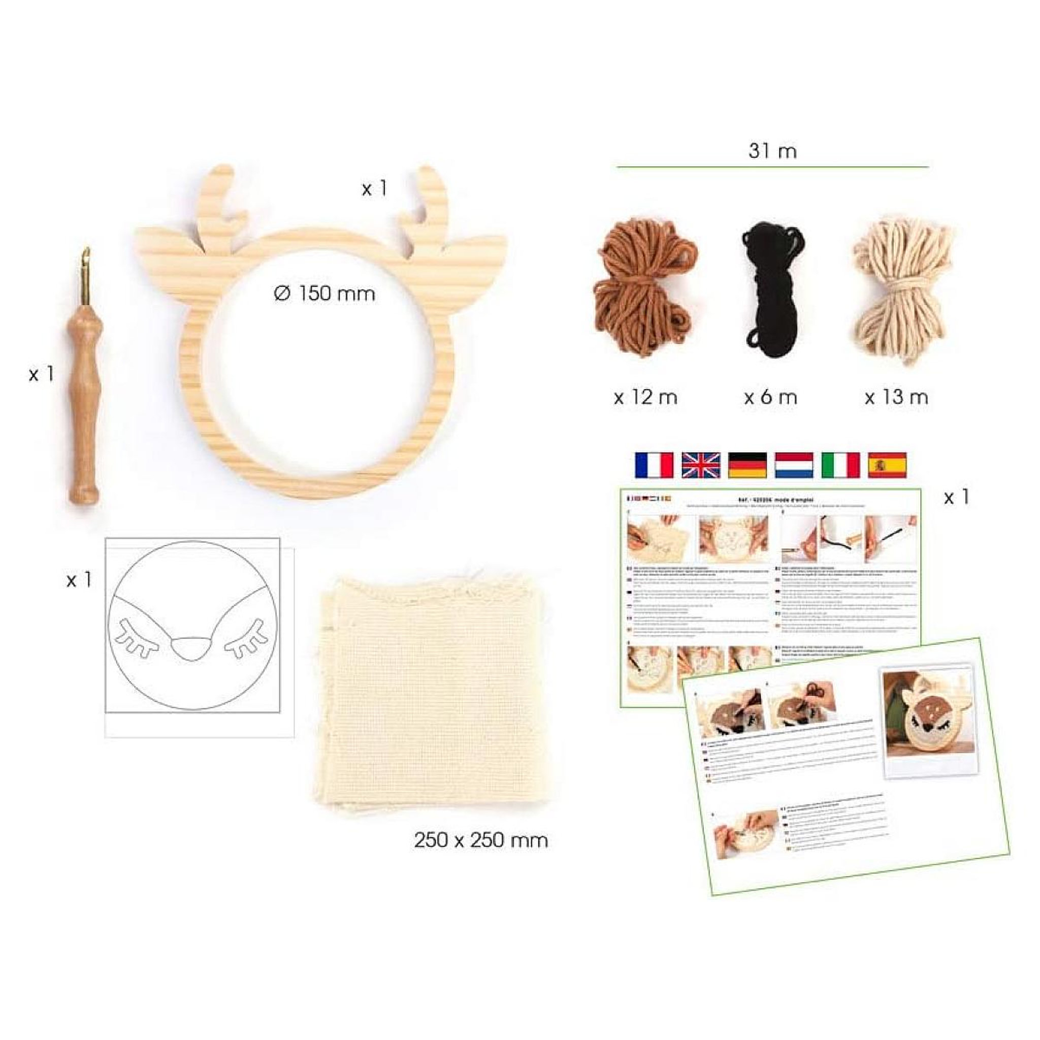 Voir la diapositive 3 : Graine créative Kit creatif punch needle biche 150mm
